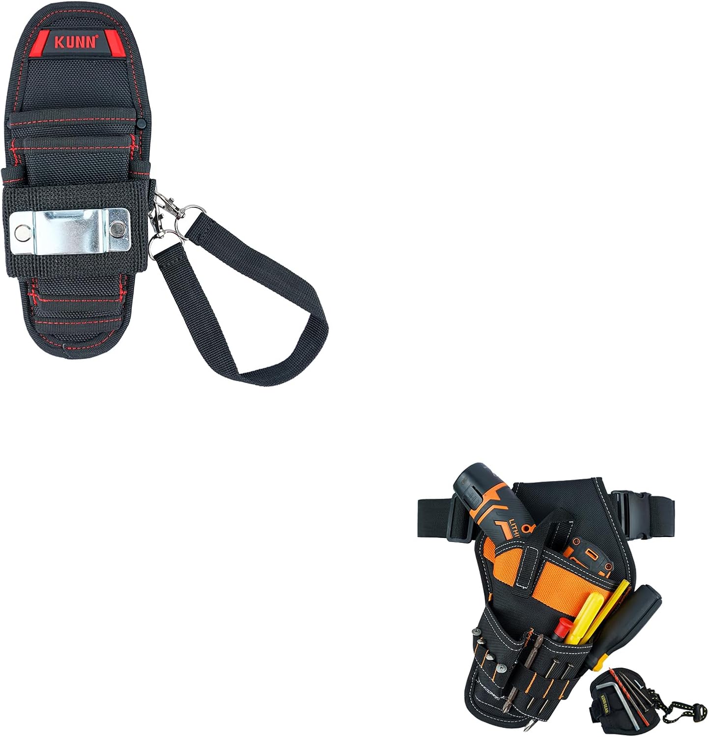 KUNN Small Tool Pouch with Belt Clip & Right Handed Drill Holster