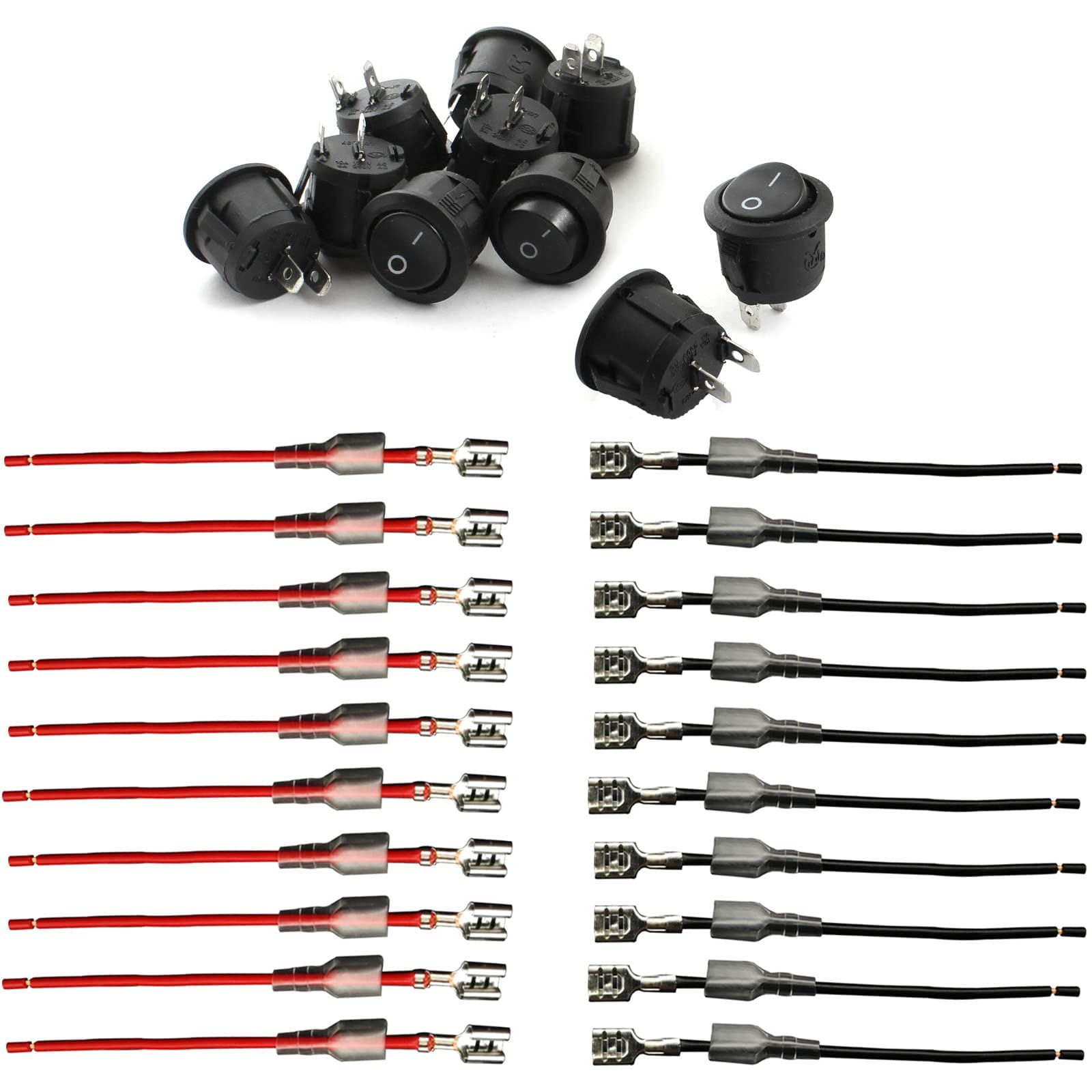 VEXUNGA Mini Interruttore a Bilanciere Rotondo 3A 250V 6A 125V ON-OFF 2Pin 2Posizioni Interruttori a Levetta Rotondi 2Terminali Button Nero per Auto y Elettrodomestici (10 Pezzi