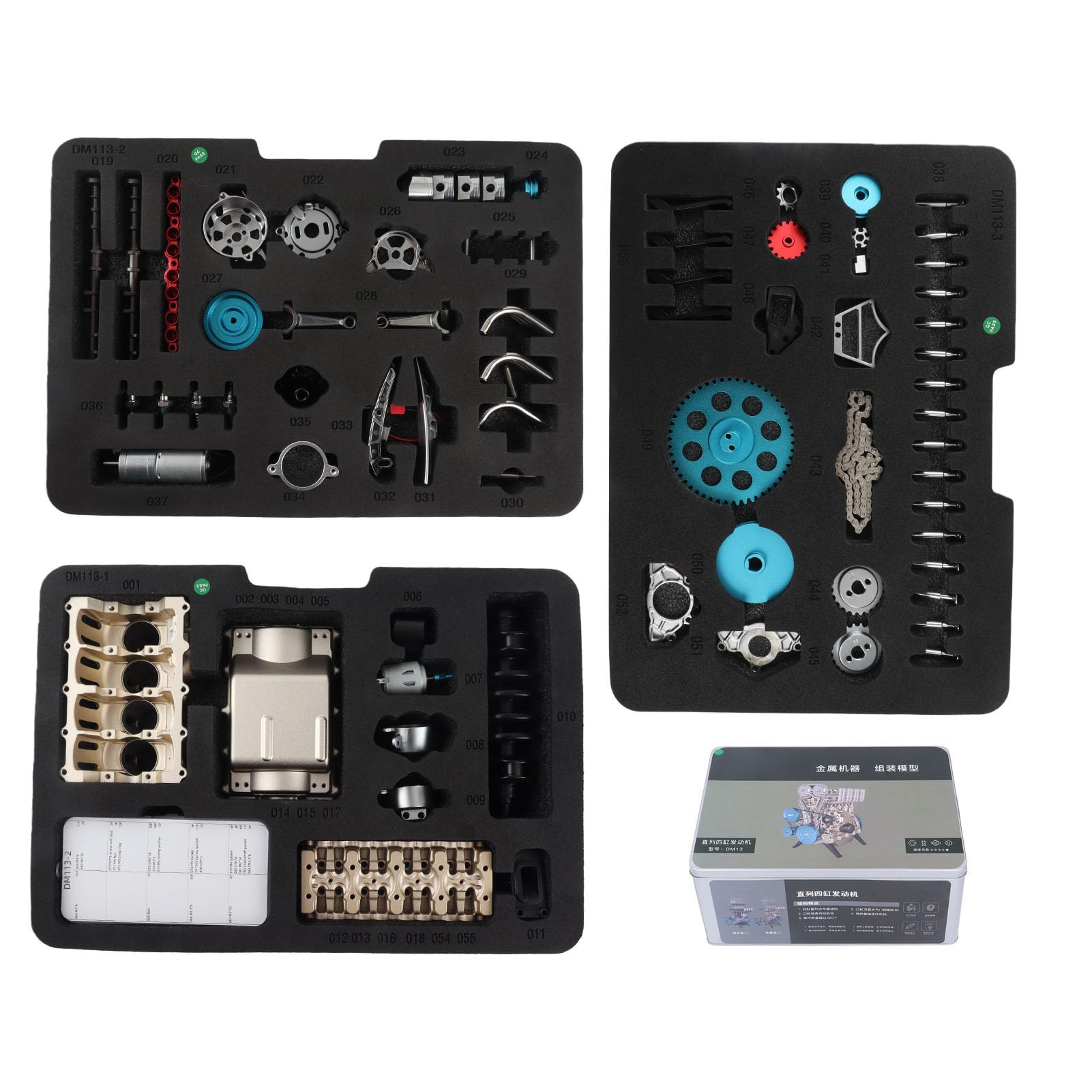 Kit Modello Motore DM113 per lo Sviluppo delle Competenze, Assemblaggio Meccanico Progettato per gli Amanti delle Auto, per gli Impiegati, Costruzione in Metallo di Alta qualità