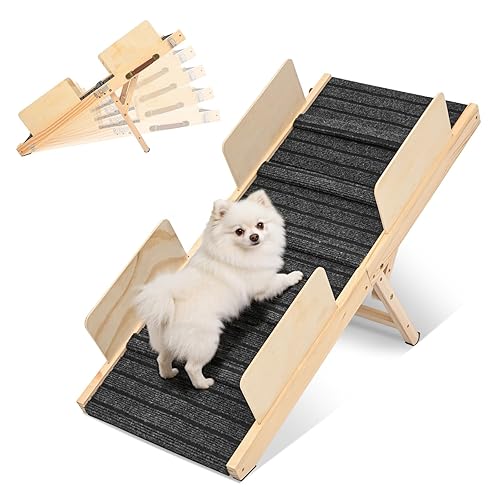 Dog Ramp for Bed, 40" Long Wooden Foldable Dog Ramp,