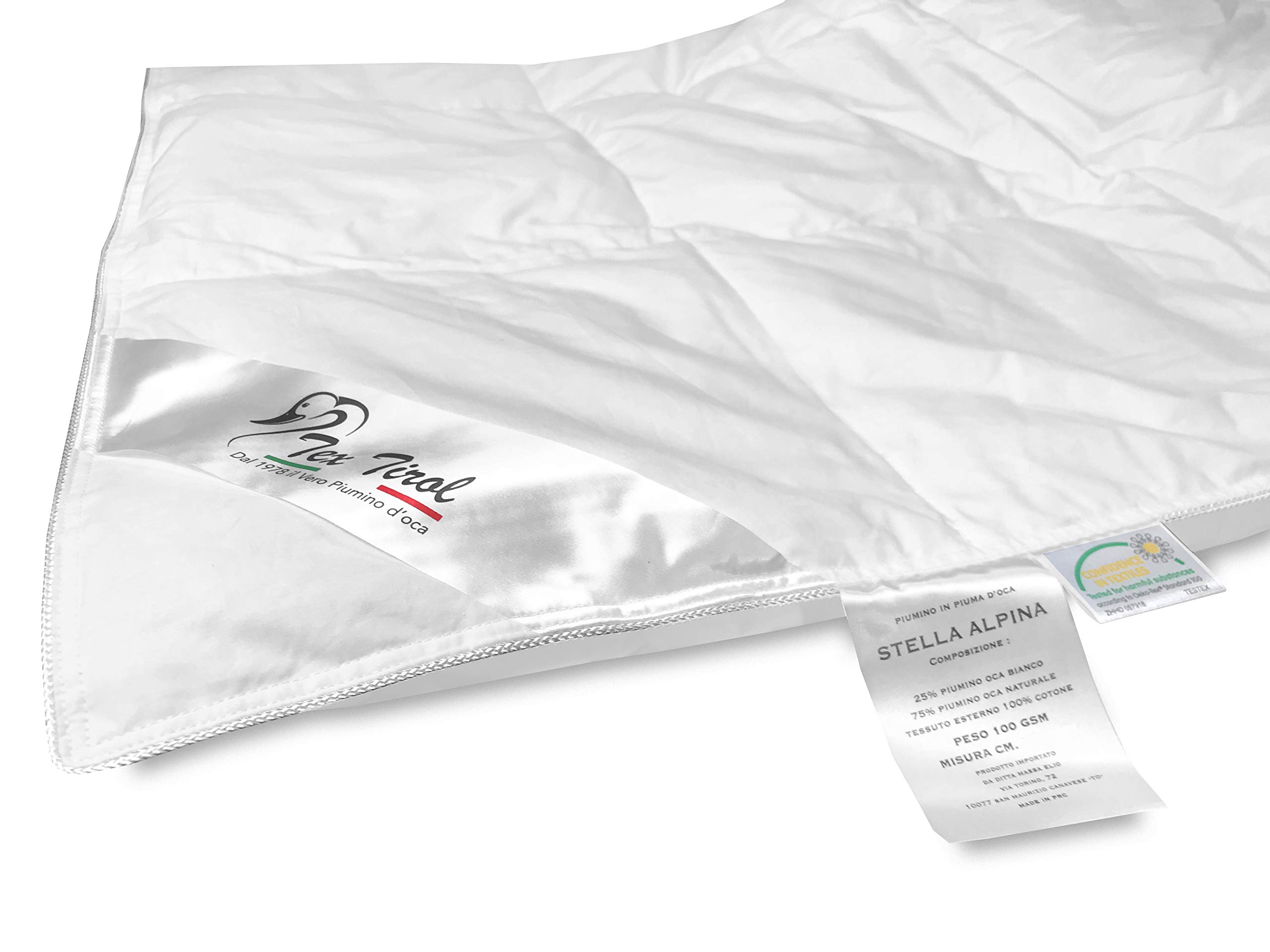 PIUMINO tex tirol © STELLA ALPINA da LETTINO estivo 100% PIUMINO OCA 100 gsm cm. 80 x 120 leggero