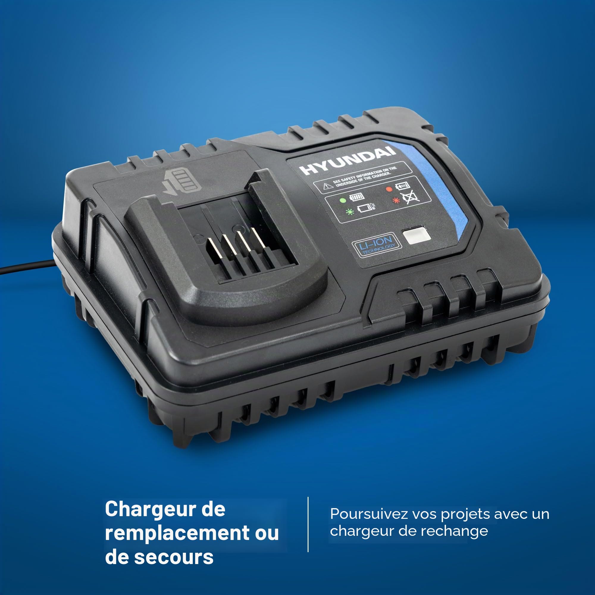 Hyundai Chargeur de Batterie Rapide 20 V 4 A, Outils électriques de 2e génération, Charge en 30 Minutes, C20-4