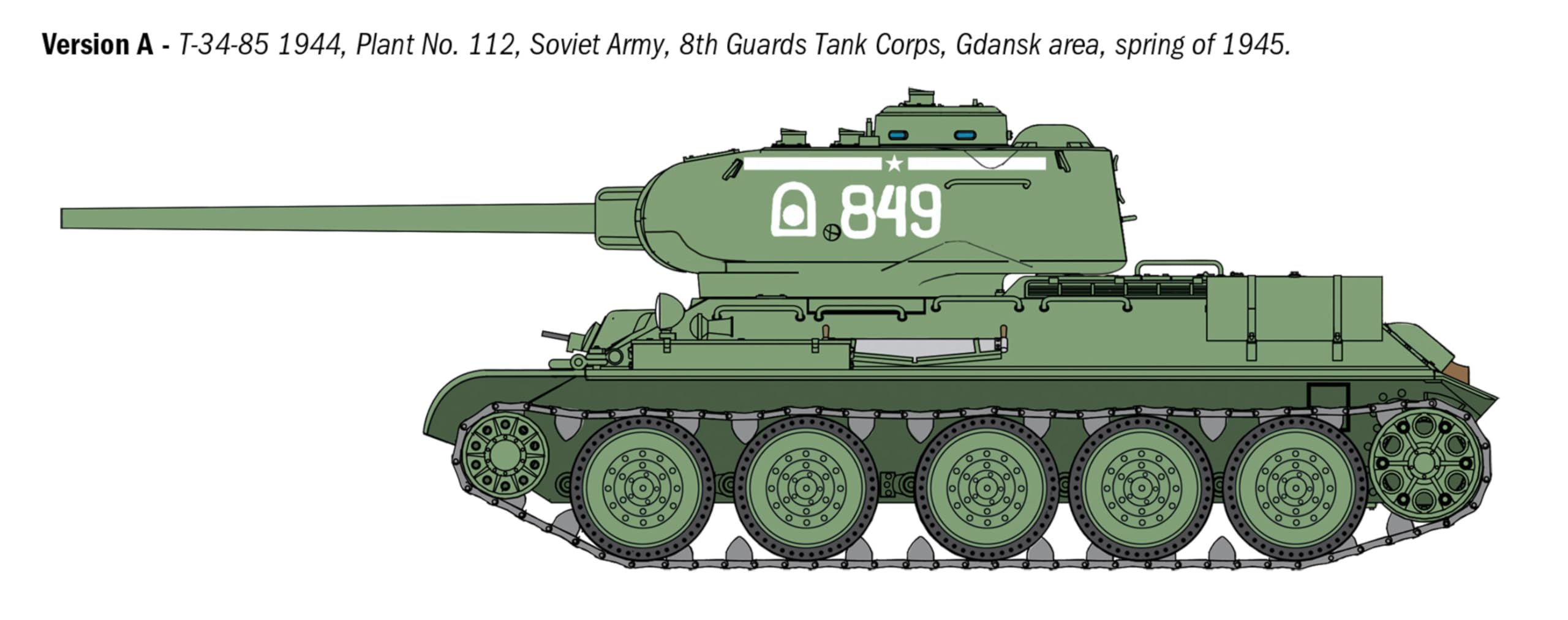 Italeri 6758 T34/85 Zavod 112, scale 1:35, plastic Model Kit/Model Plastic to assemble, Multicolored, 23,3 cm - Image 3