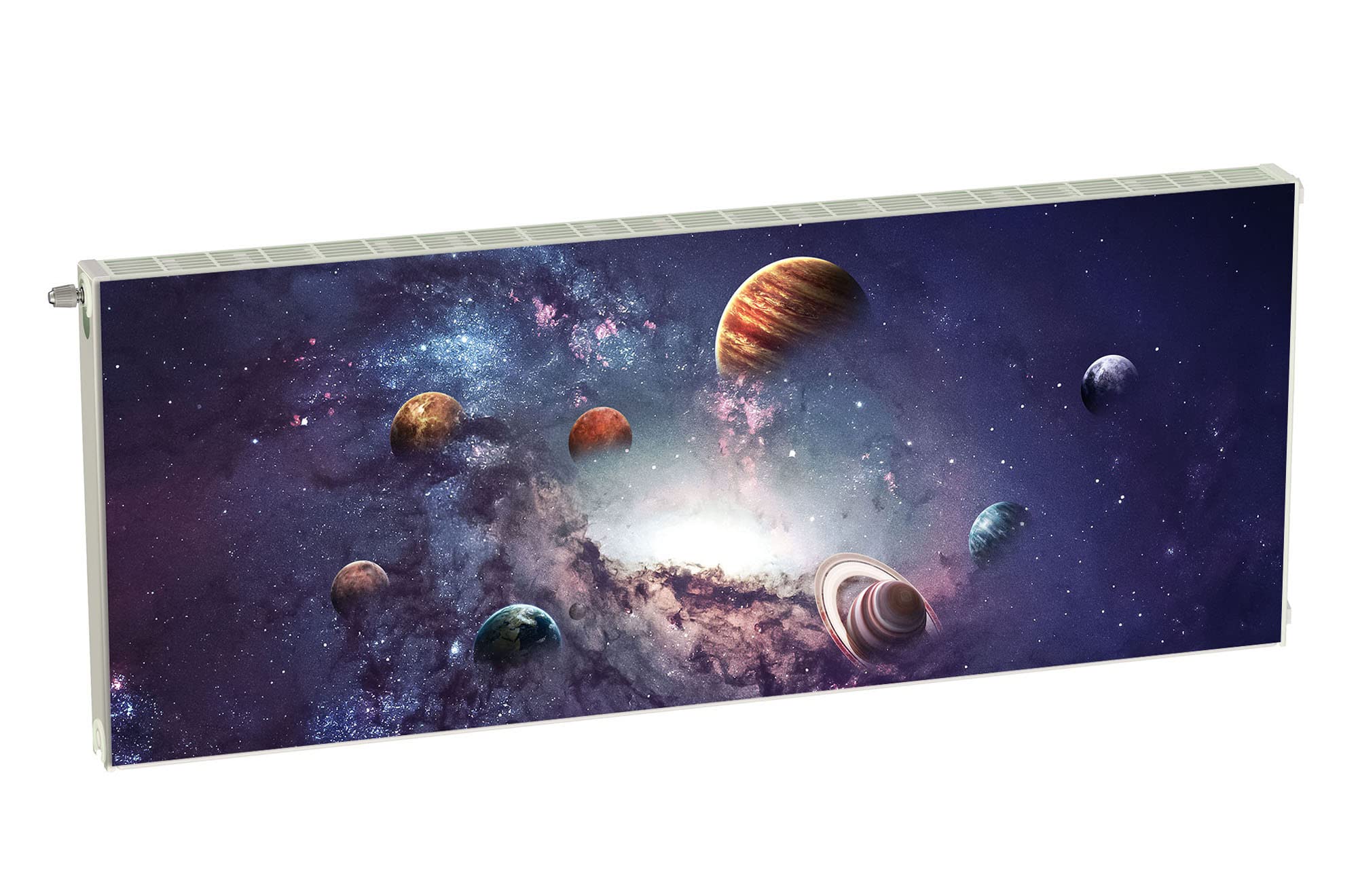 Magnet Heizkörperverkleidung Heizkörperabdeckung Lila Raumfahrt Sonne & Mond 160x60 cm Heizung Abdeckung Verkleidung Magnetische Abdeckmatte Kühlschrank aus Einem Flexiblen Magneten Digitaler Aufdruck