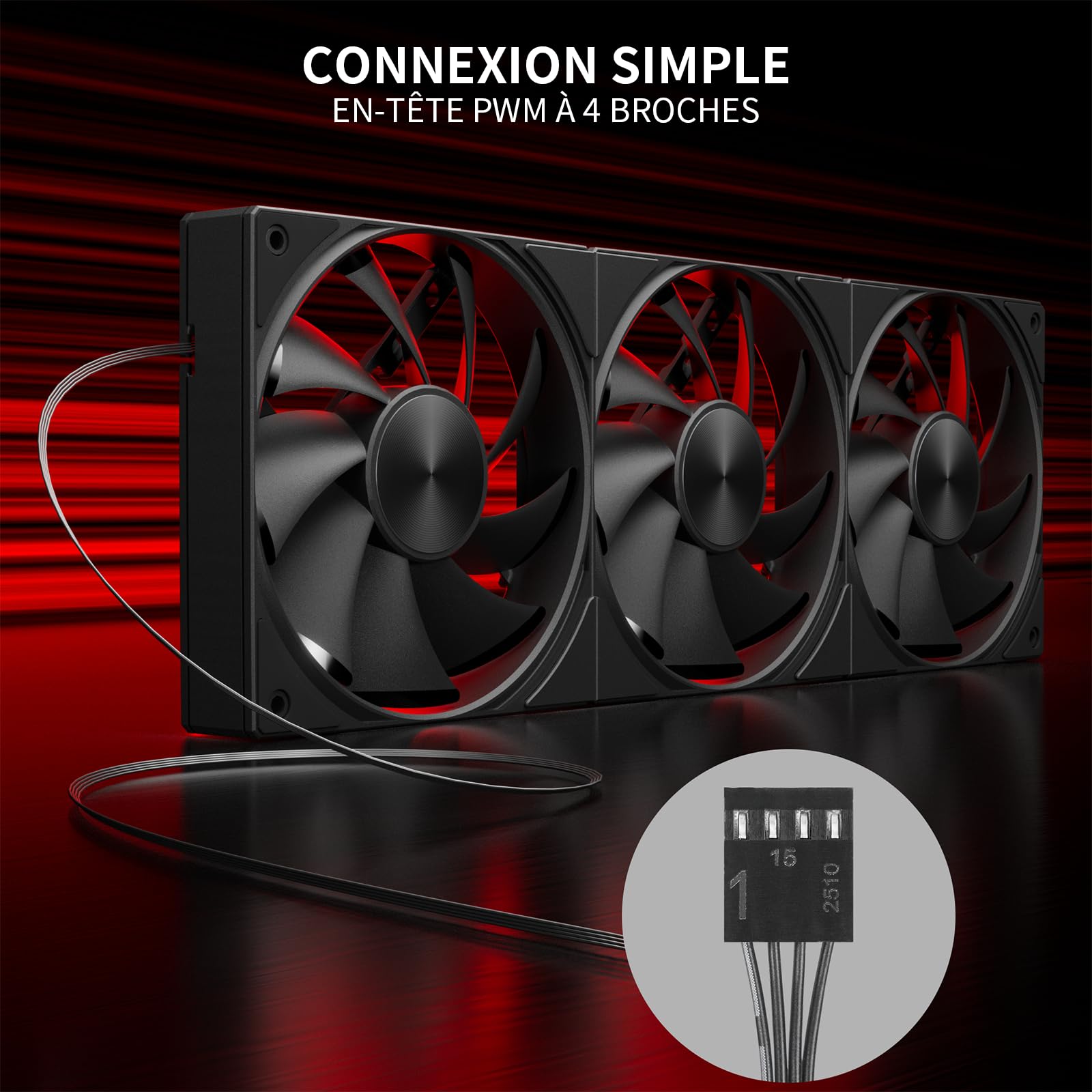 upHere U3K6 All-in-One Ventilateur PC,4-Pin PWM 120mm Ventilateurs de Boîtier,High Performance Cooling 1650 RPM Hydraulic Bearing Ventilateur Silencieux for PC Case CPU Cooling-Noir