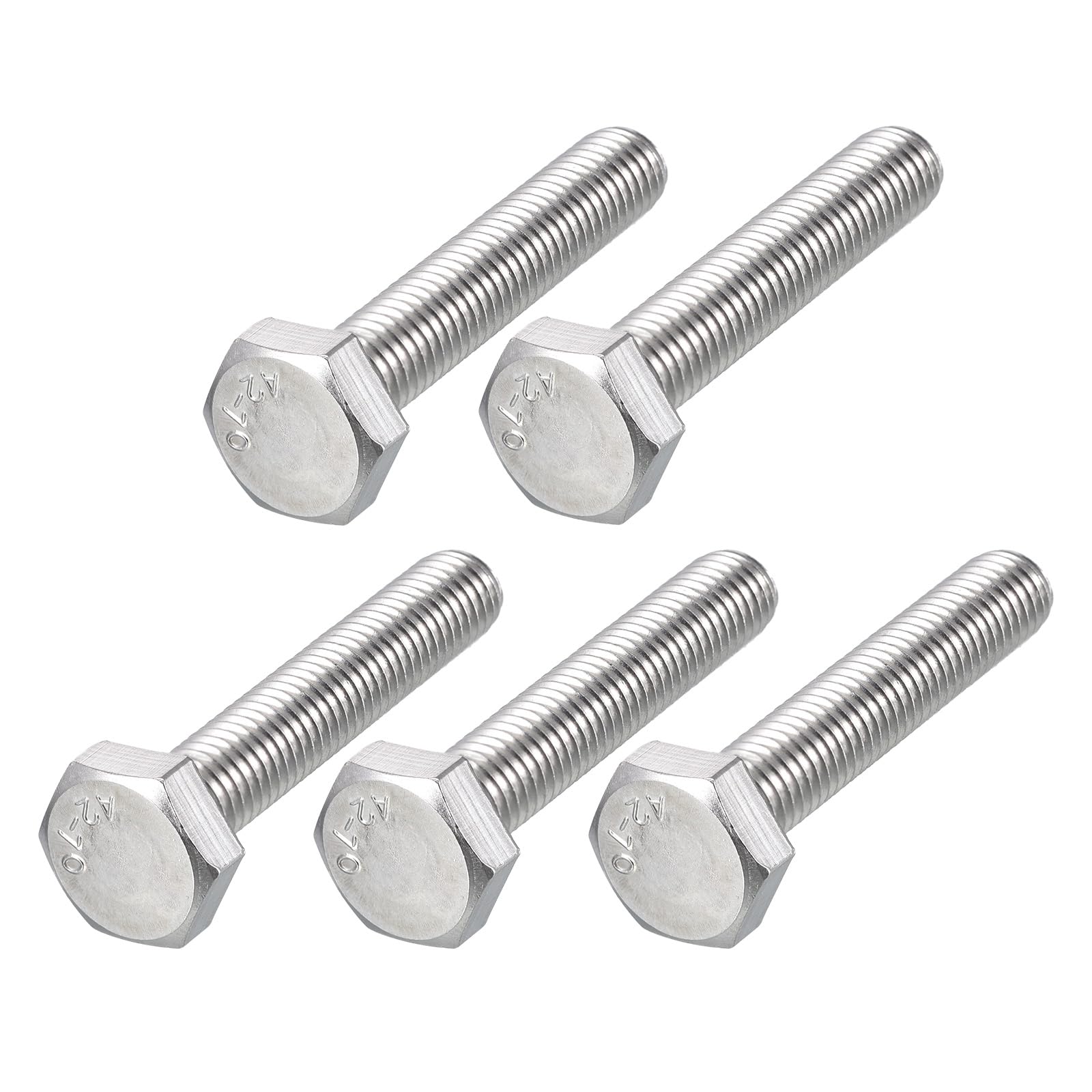 METALLIXITY Hex Bolts (M10-1.5x55mm) 5Pcs, 304 Stainless Steel Coarse Fully Threaded Hex Head Screw Bolt Machine Screws