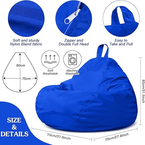 Miniatura 3 de Meonum Funda para puf (sin relleno) para niños, relleno con forro interior para facilitar la limpieza, puf para organizar a los niños (azul oscuro,
