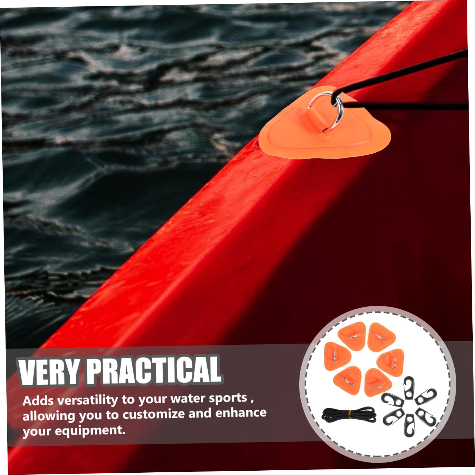 Toyvian Aufblasbare Plattenfixierzubehör D Ringe Kajak-Patches Kajak -Teile Aufblasbares Boot D-Ring-Patch Flicken für Schlauchboote Aufblasbares Kajakzubehör Plastik Orange