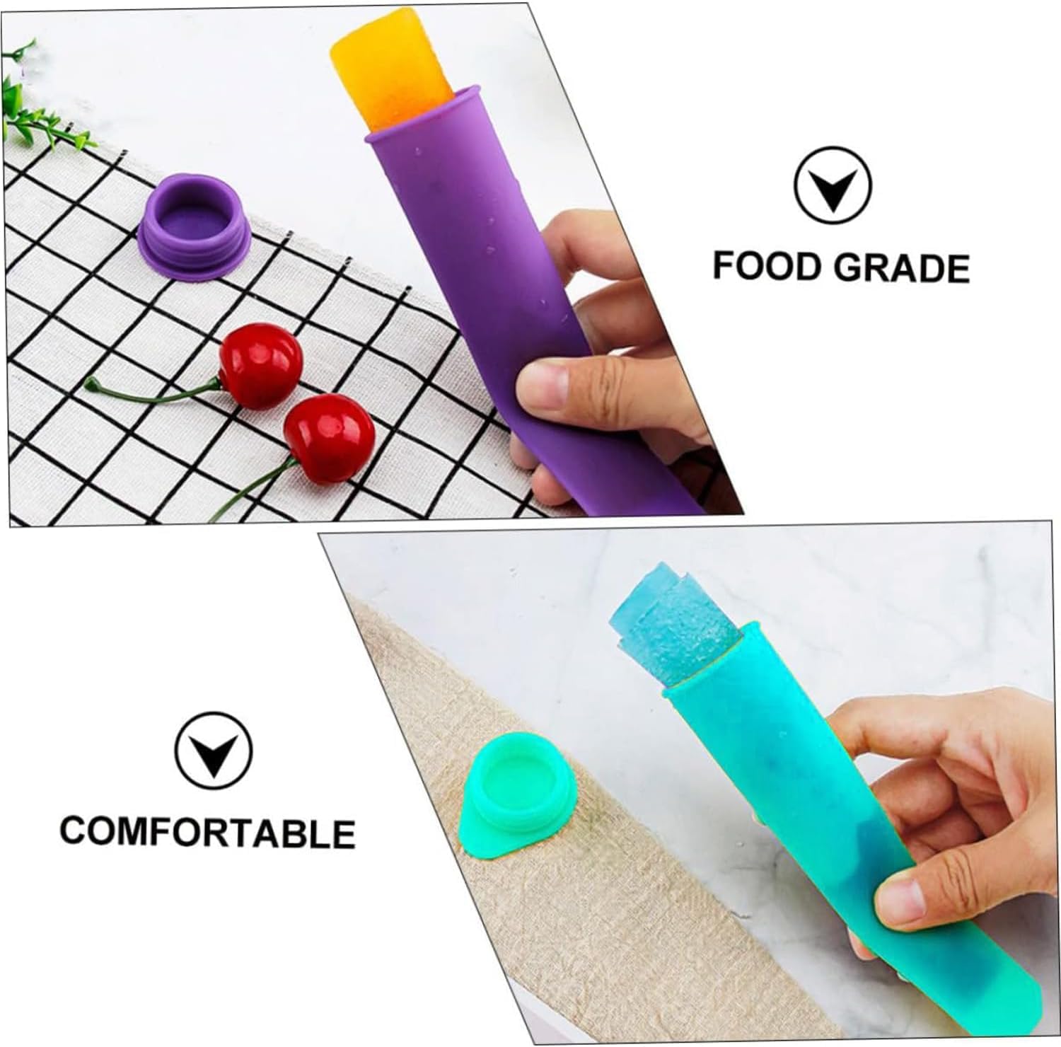 Juego de 8 moldes para helados con palos, moldes reutilizables de silicona sin BPA para una fácil limpieza y uso doméstico