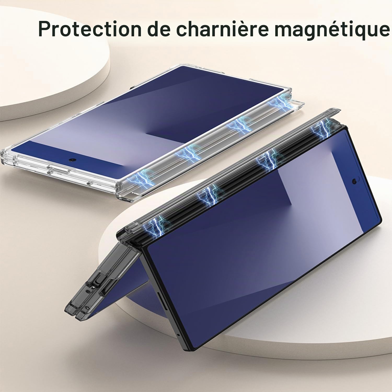 Coque pour Samsung Galaxy Z Fold 7 5g Cover Anneau de Béquille Transparente Case Protection d'écran Housse Ultra Fine Antichoc Etui, Transparente