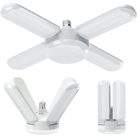 Amazon Co Jp Dicuno E26 Led ペンダントライト 60w ガレージライト 5灯式 シーリングライト 6000lm 5000k 昼白色 折りたたみ式 省エネ 角度調節可能 高輝度 調光器非対応 天井照明 工事不要 1個入 ホーム キッチン