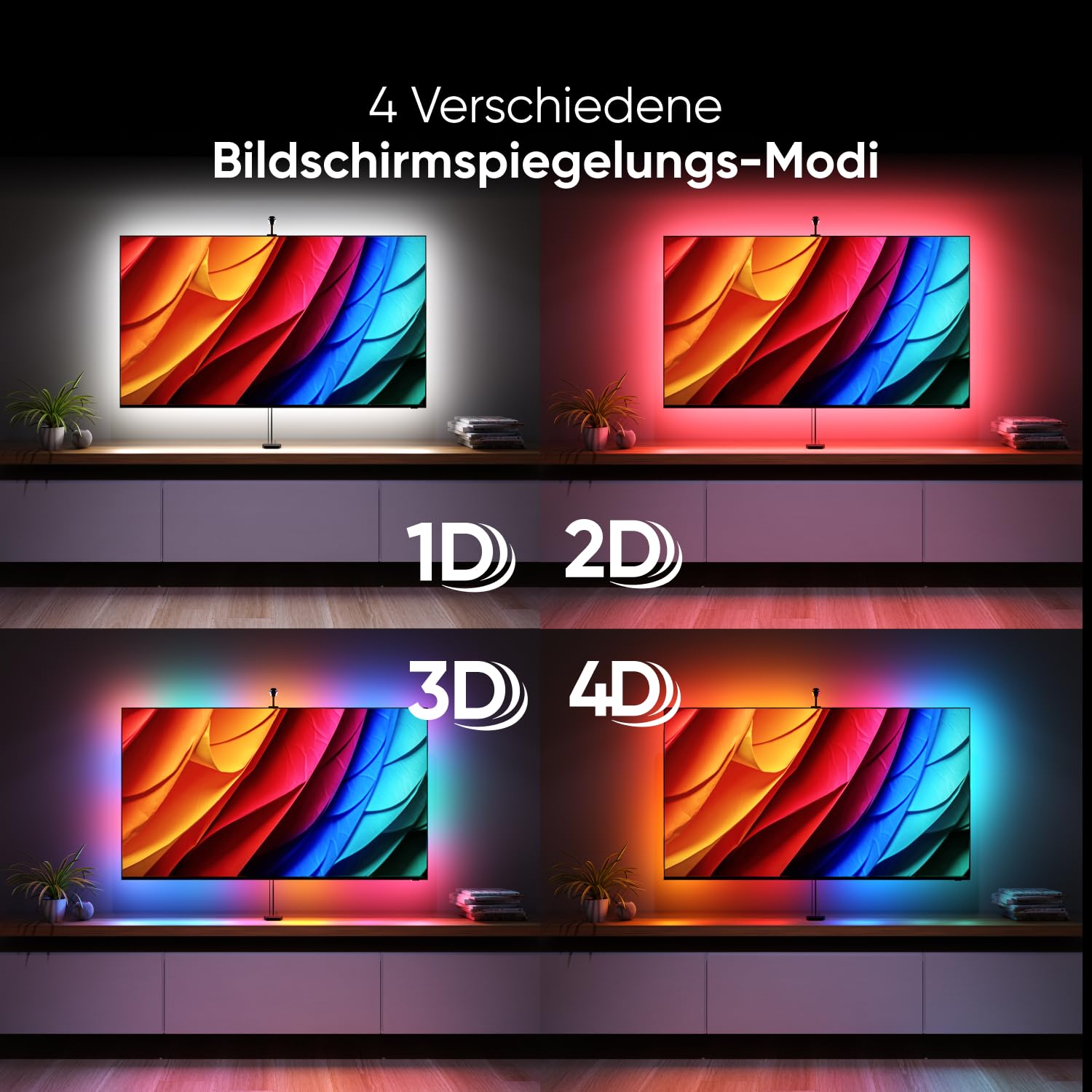 Nanoleaf 4D V2 Screen Mirror Zickzack Lightstrip Kit für TV/Fernseher bis zu 65 Zoll (165 cm) - Smart RGBW LED Streifen Hintergrundbeleuchtung + Kamera, Funktioniert mit Alexa Apple