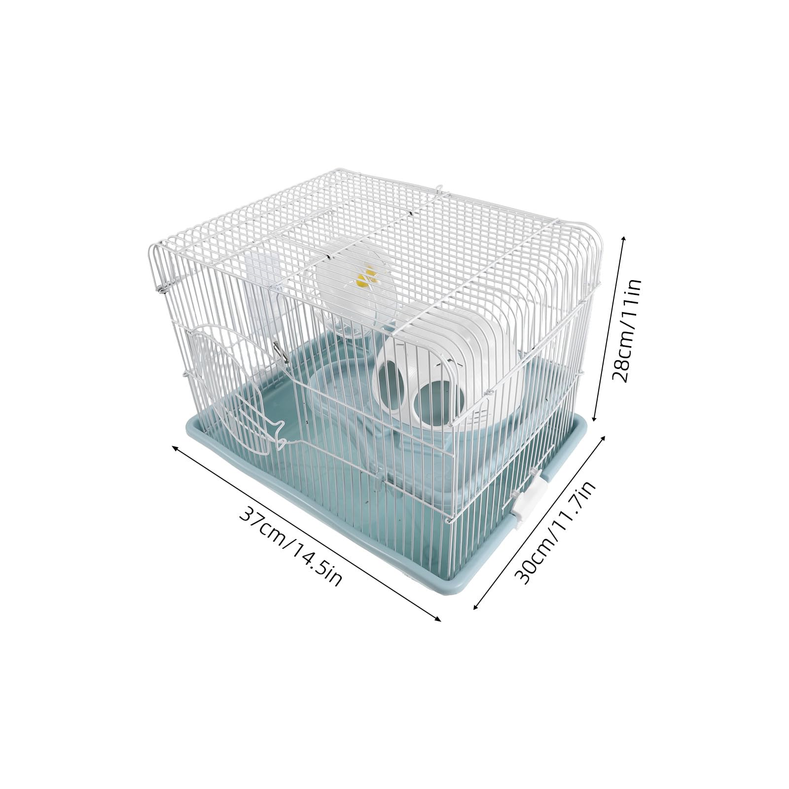 KOMBIUDA Jaula con Rueda y Plataformas de Doble Capa para Hámster con Estructura Resistente a Mordeduras y Área de Juego Dinámica, Material Plástico y Metal para Pequeñas