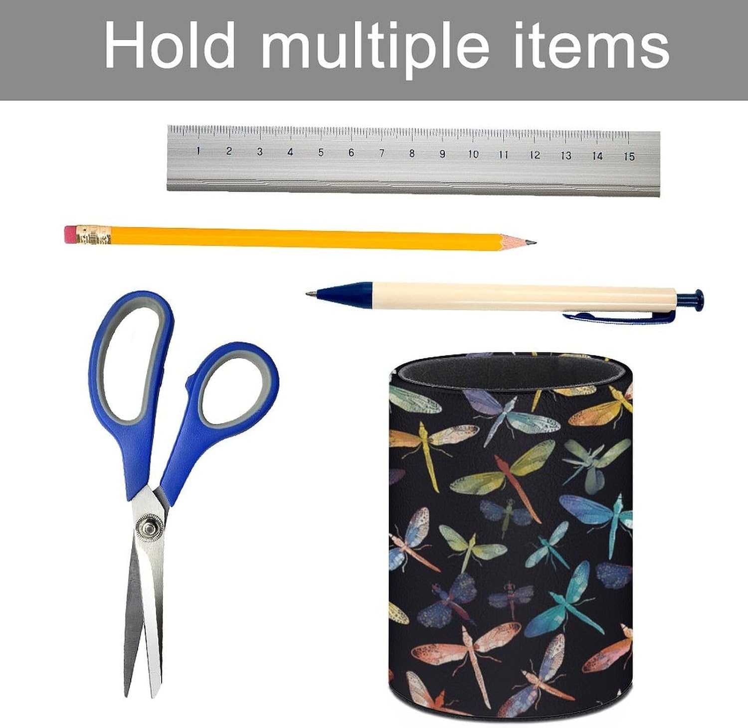 Round Colorful Dragonfly Pen Holder for Home Office Studio Workshop image 5