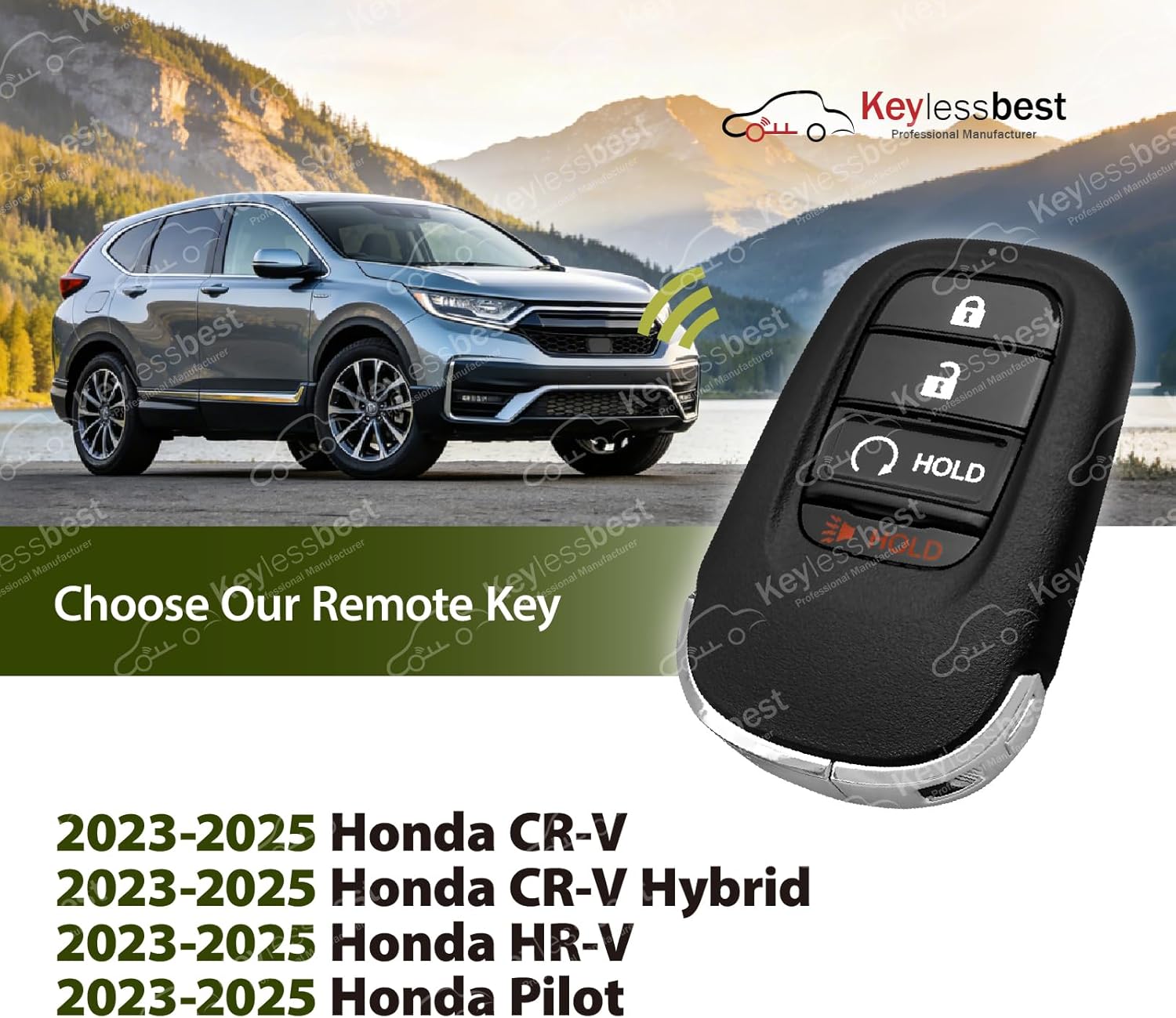 Replacement for 2023 2024 2025 Honda CR-V Hybrid HR-V Pilot Key Fob Remote Control KR5TP-4 4 Buttons 434MHz