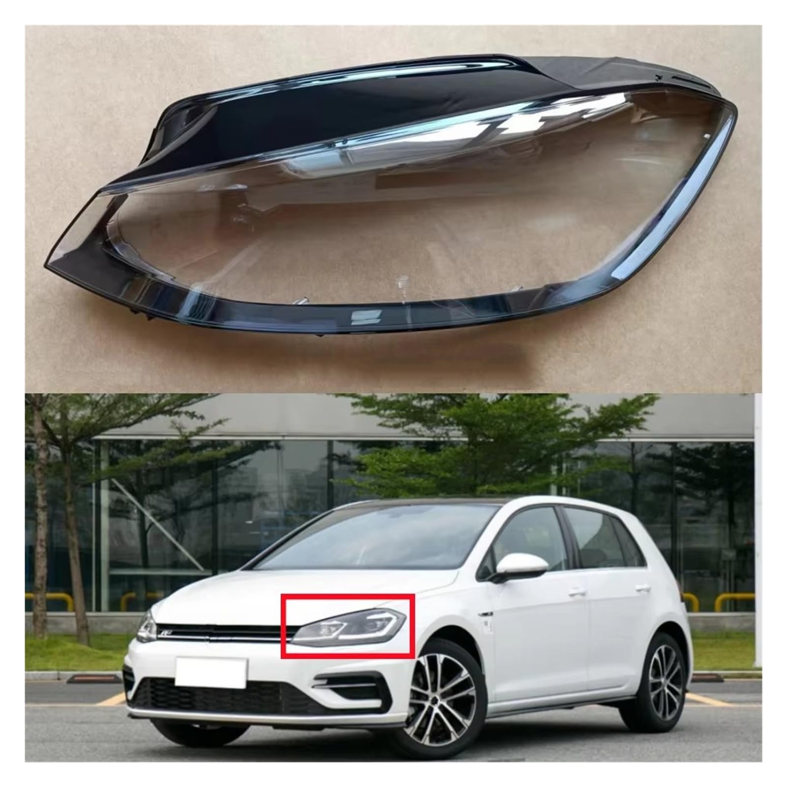 Faro Anteriore Copriobiettivo Coprifaro Trasparente Paralume Per VW Per Golf 7.5 2018 2019 2020(Left Right)