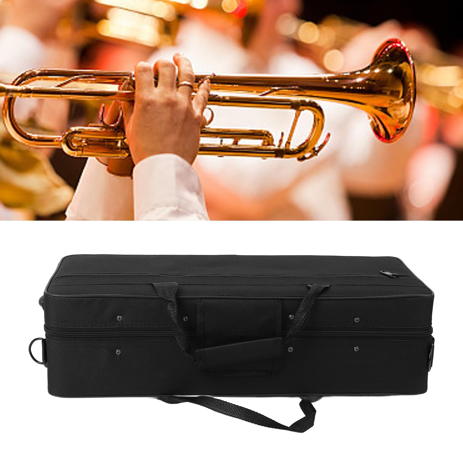 Scatola Portaoggetti per Tromba, Valigia Resistente in Tessuto Oxford a Scomparti Multipli con Tracolla, Strumento Portatile per Musicisti in Viaggio