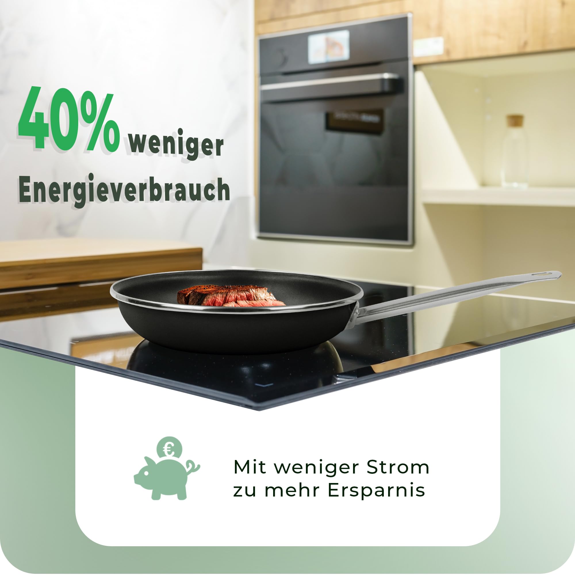 Novaliv Patelnia energooszczędna 28 cm, oszczędność do 40% – stal emaliowana, powłoka nieprzywierająca, bardzo łatwa do czyszczenia, czarna patelnia do wszystkich rodzajów kuchenek, nadaje się do