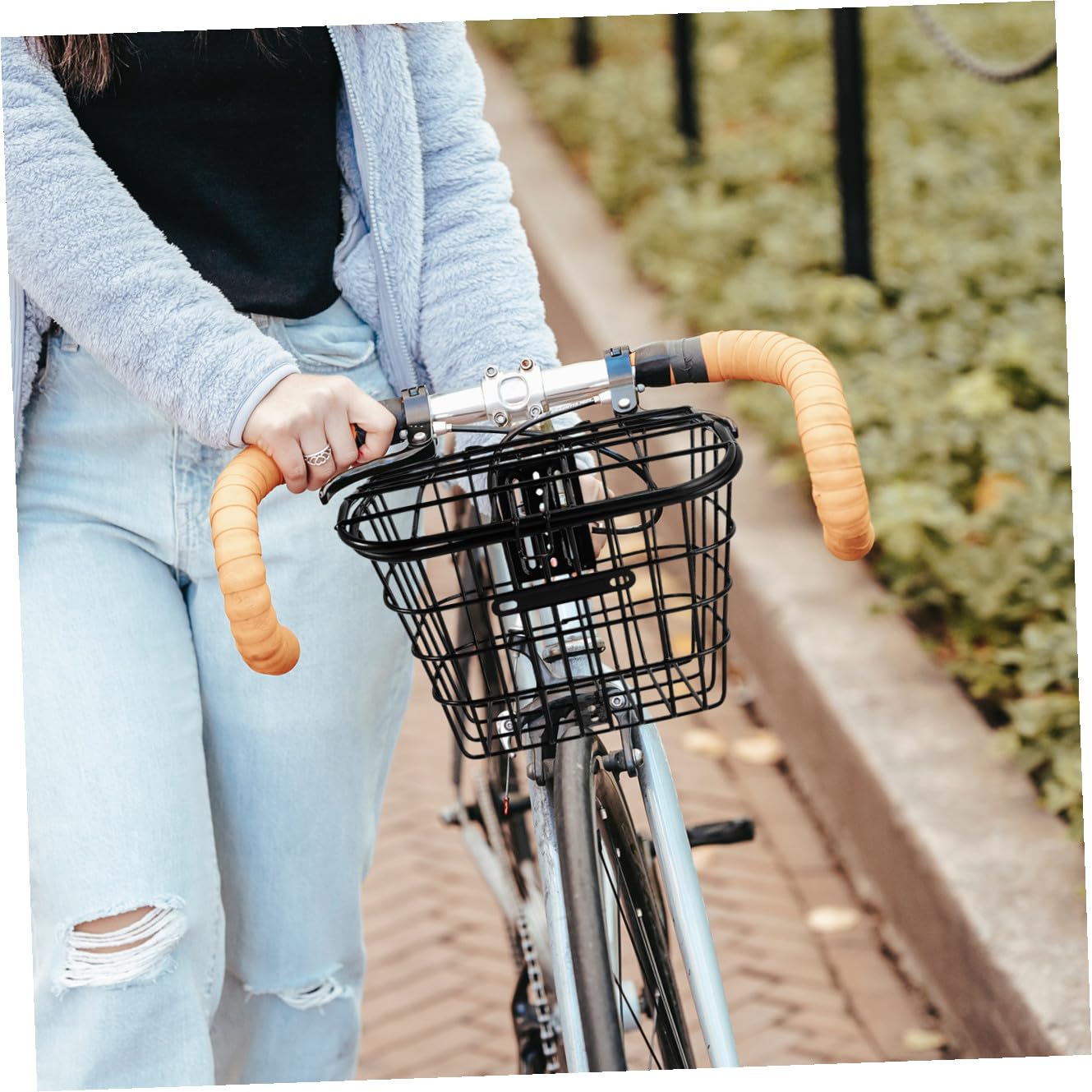 Cestino per Bici in Acciaio Inox Resistente e Anticorrosione Grande capacità Accessorio Multiuso Adatto per Biciclette e Veicoli Elettrici per Trasporto Spesa e Uso Quotidiano