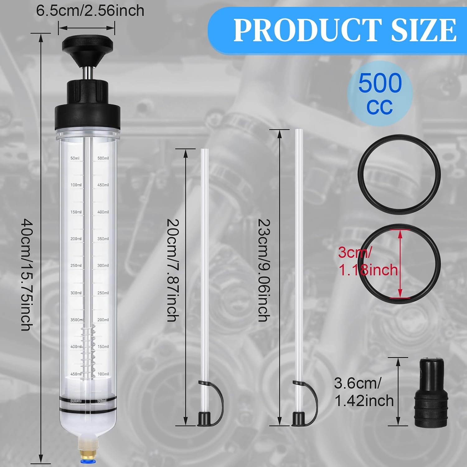 Gisafai 500cc Fluid Extractor Automotive Manual Oil Pump, Black