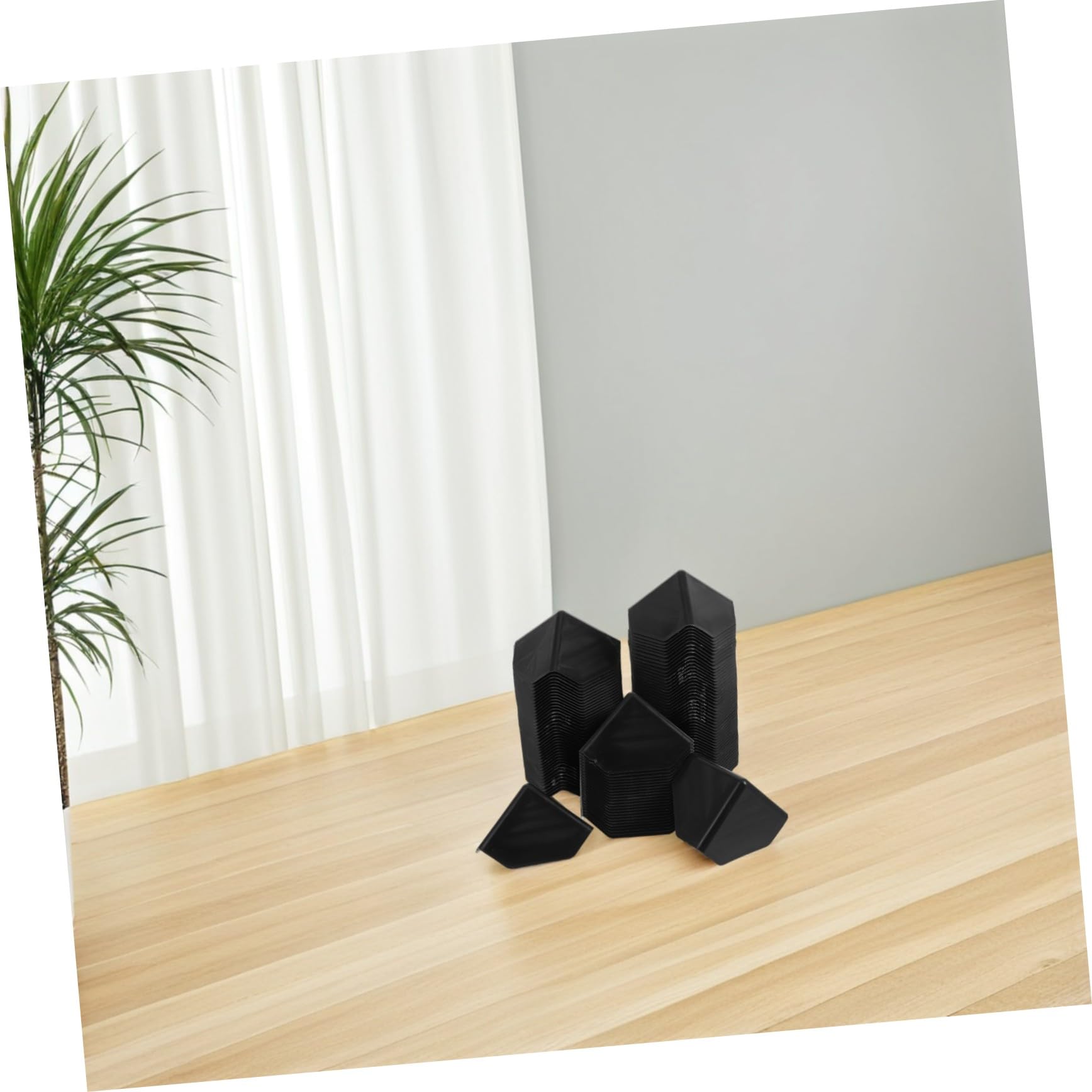 Protections D'angle en Plastique Noir pour Carton 60mm, Lot de 100 Pièces, Protection Triple Face pour Emballage et Expédition Sécurisée
