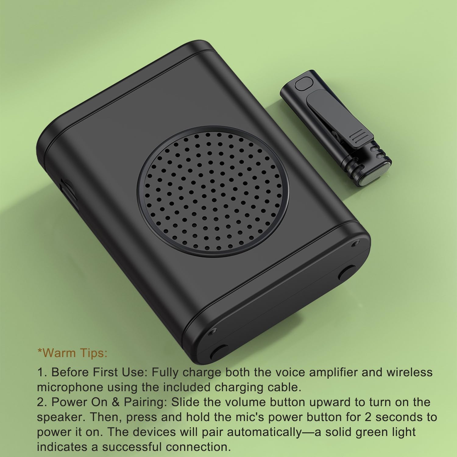 Voice Amplifier with Clip-On Wireless Lapel Mic, [Bluetooth 5.3] Teacher Microphone for Classroom, Portable Wireless Mini Megaphone Speaker PA System for Elderly/Yoga/Public Events/Tours - Image 8