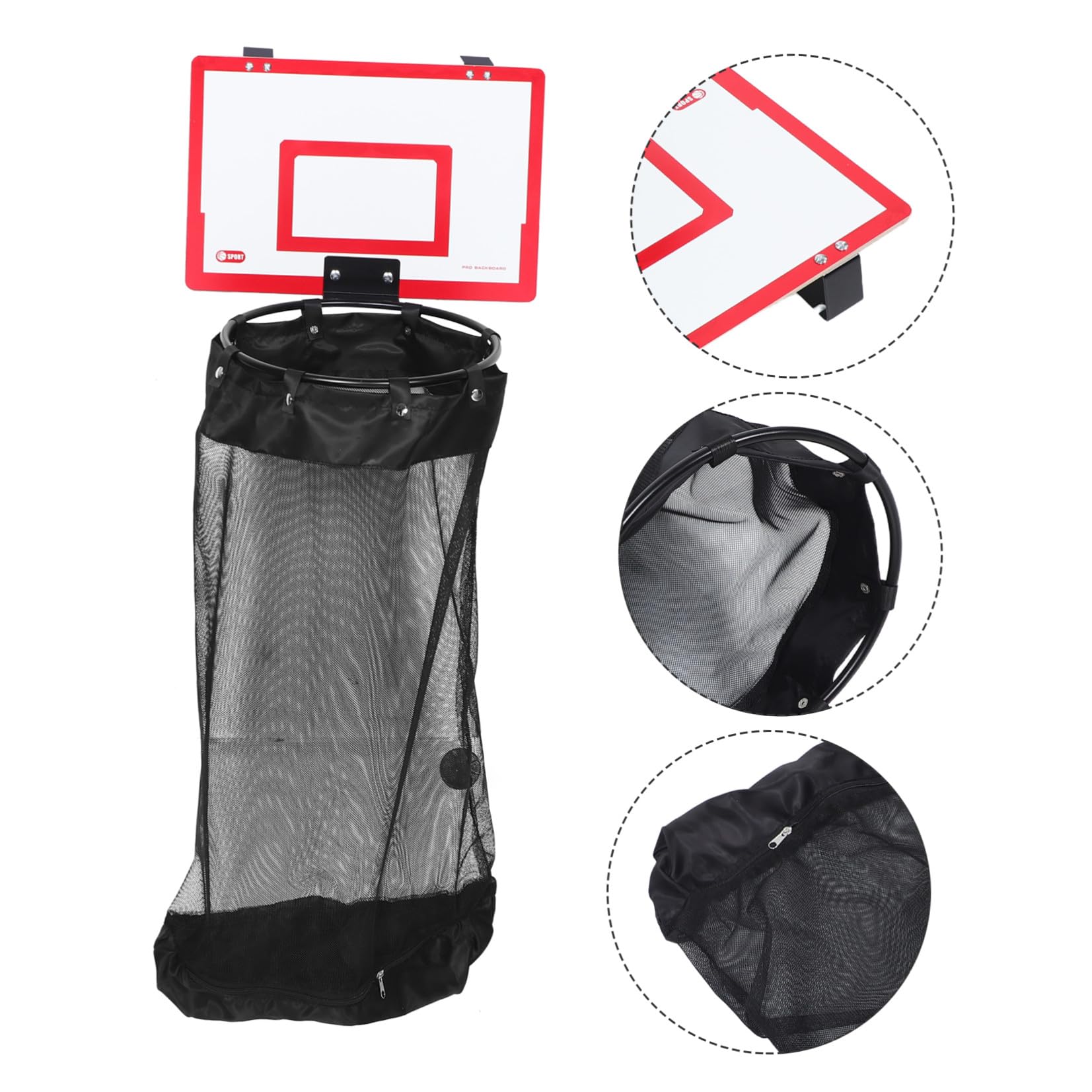 Healeved Wäschekorb Basketballkorb zum Aufhängen Faltbarer Wäschesack aus Netzgewebe mit Türhaken Platzsparend für Kinderzimmer Badezimmer und Studentenwohnheim