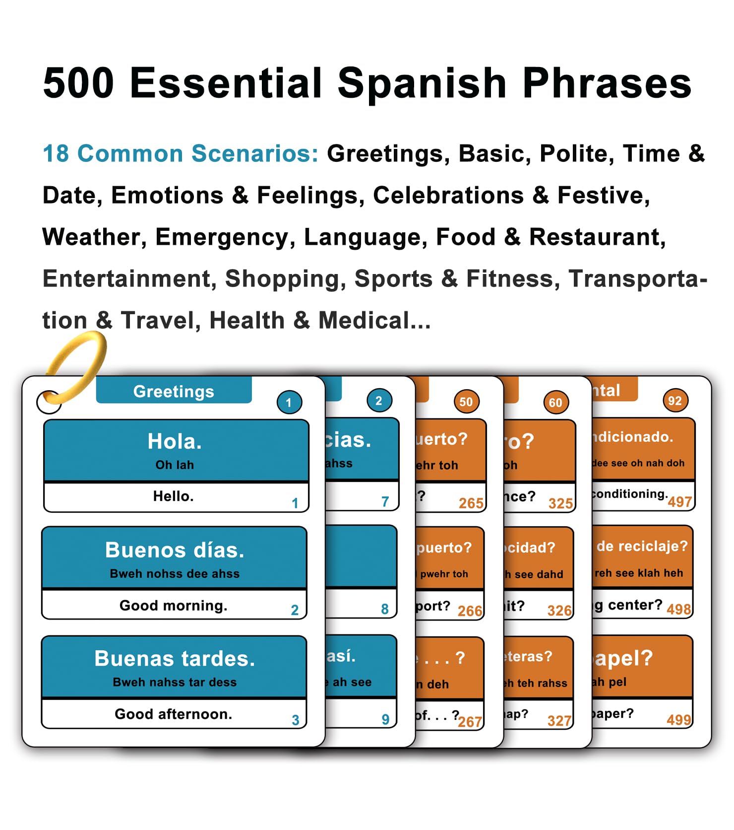 500 Tarjetas Flash de Frases comunes en español