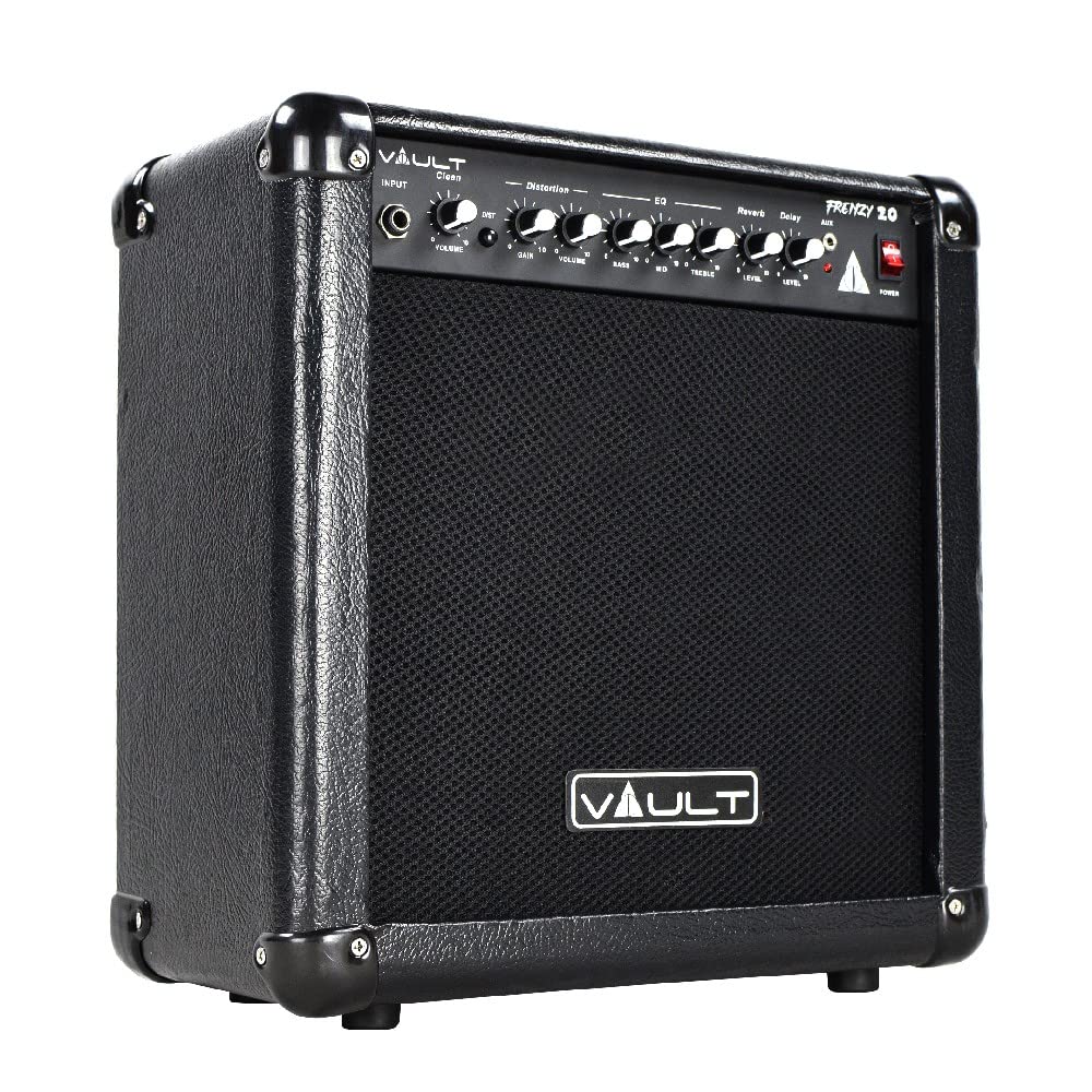 Vault Frenzy 20 Watt Guitar Combo Amplifier with Analog Distortion, Reverb & Delay All Playable Together-image-0