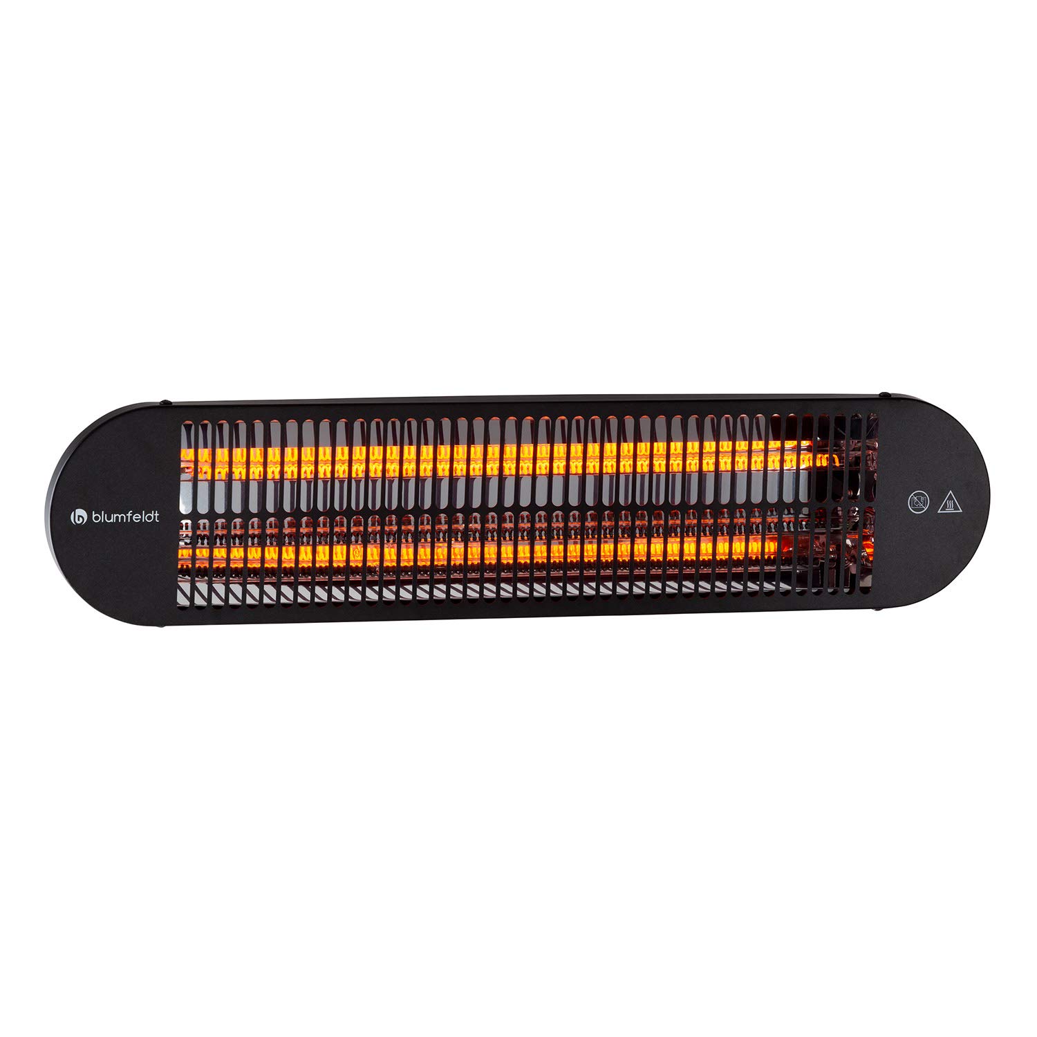 blumfeldt Gold Bar 2000 Swing - Calefactor infrarrojo, Automático, Hasta 40 m², Horizontal con oscilación a 60°, Potencia de 2000 W, 3 niveles de calor: 800/1200 / 2000 W, Mando a distancia, Negro