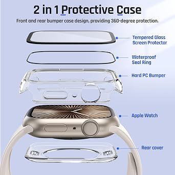 Goton Water-Resistant 46mm Case with Glass for Apple Watch Series 11/10