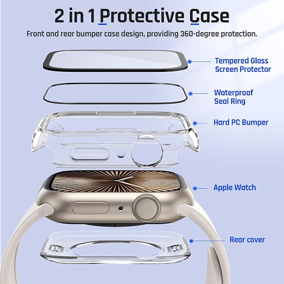 Goton Water-Resistant 46mm Case with Glass for Apple Watch Series 11/10