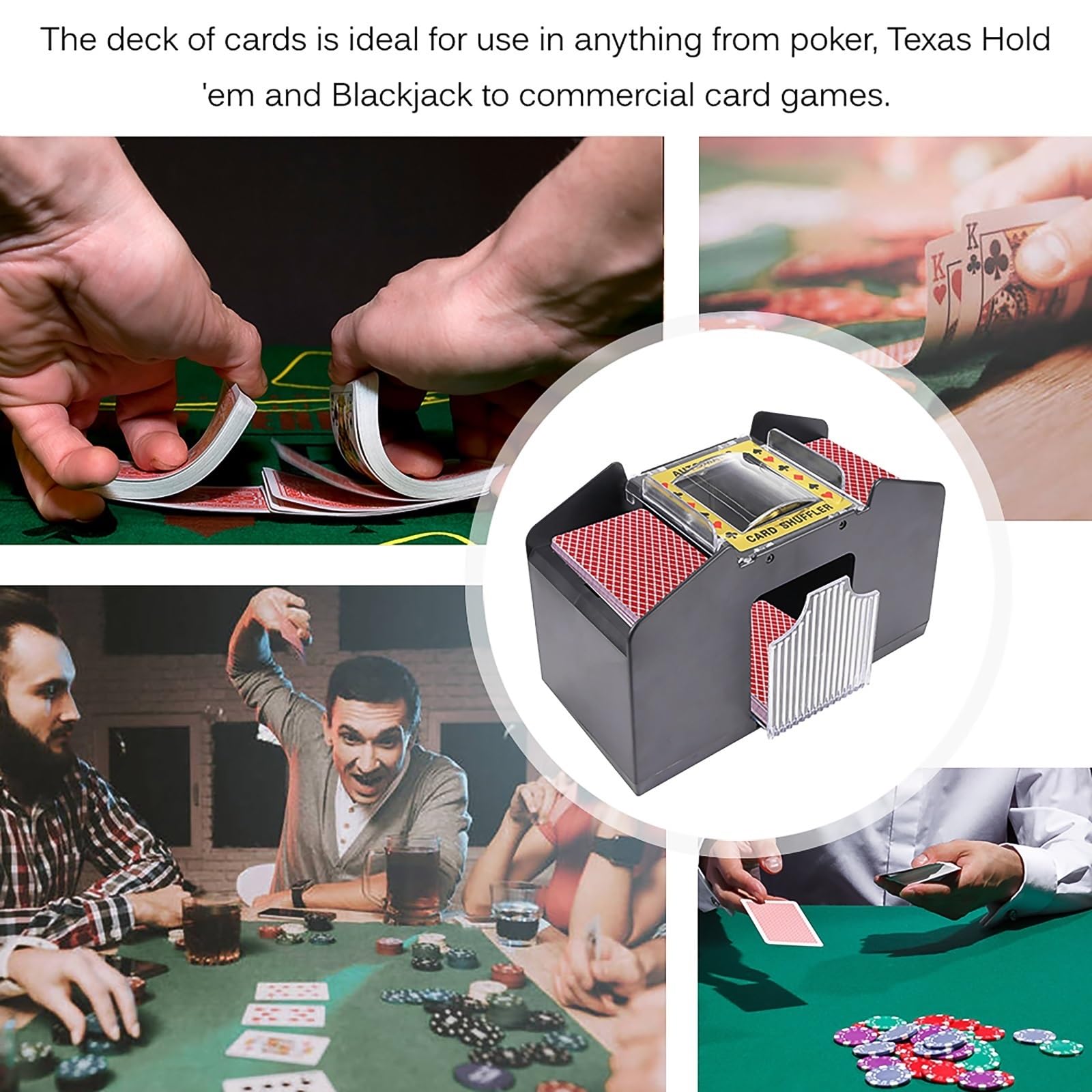 OVARIA Mescolatore di Carte Automatico Portatile, Macchina for rivenditore di Carte elettrica Supporta Vari metodi di Gioco Personalizzati for Mazzo di Carte da Gioco, Uno, Poker