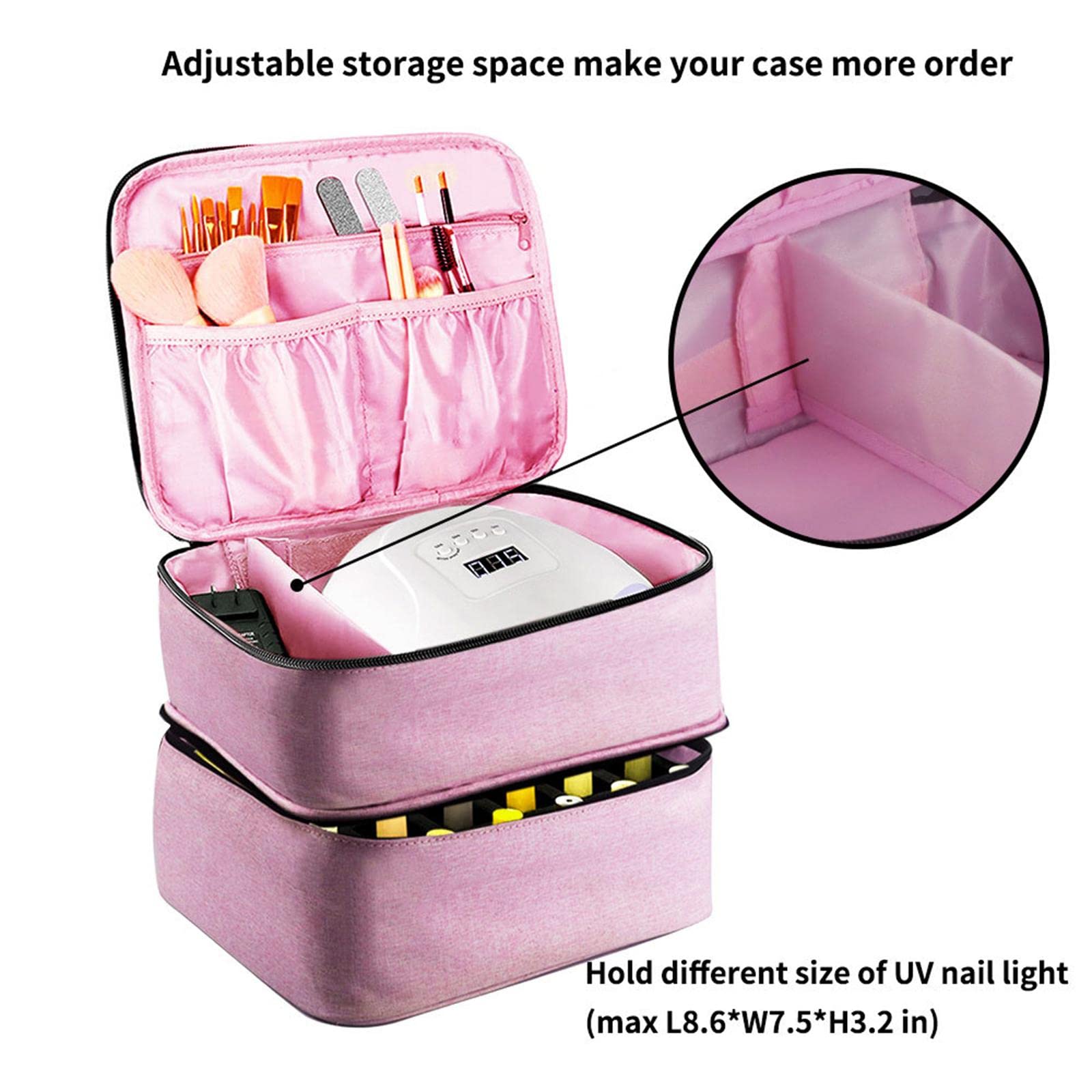 Nail Polish Storage Bag Porta Smalti Doppio Strato Organizer Borsetta Porta Bottiglie Custodia Nylon Scomparti Tascabile Adatto per Viaggi