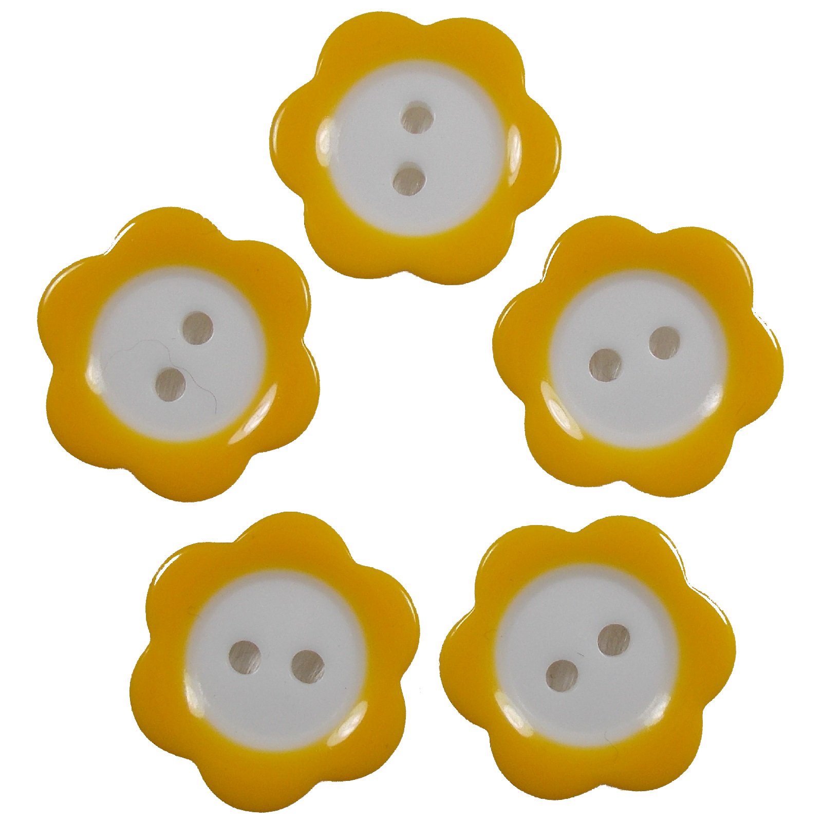 Colour Rim Daisy Flower Plastic Buttons 20mm (Orange, 5)