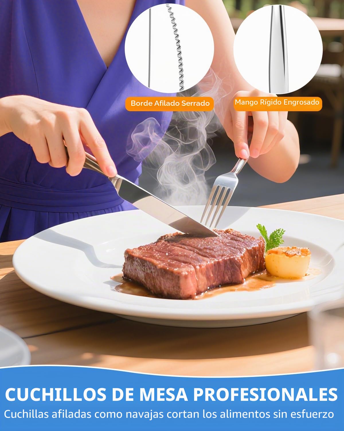 Cuberterias Completas 12 Personas, 72 Piezas Cubiertos Acero Inoxidable | con Cuchillo para carne, Tenedor Cuchara, Muy Pulidos para Casa, Fiesta, Restaurante