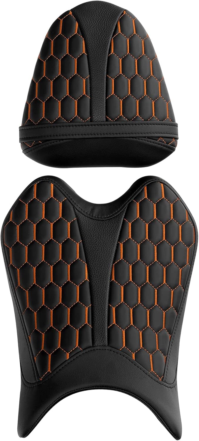 TCMT Black & Orange Rider Driver Passenger Seat Cushion Fit For YAMAHA YZF R6 2008-2016