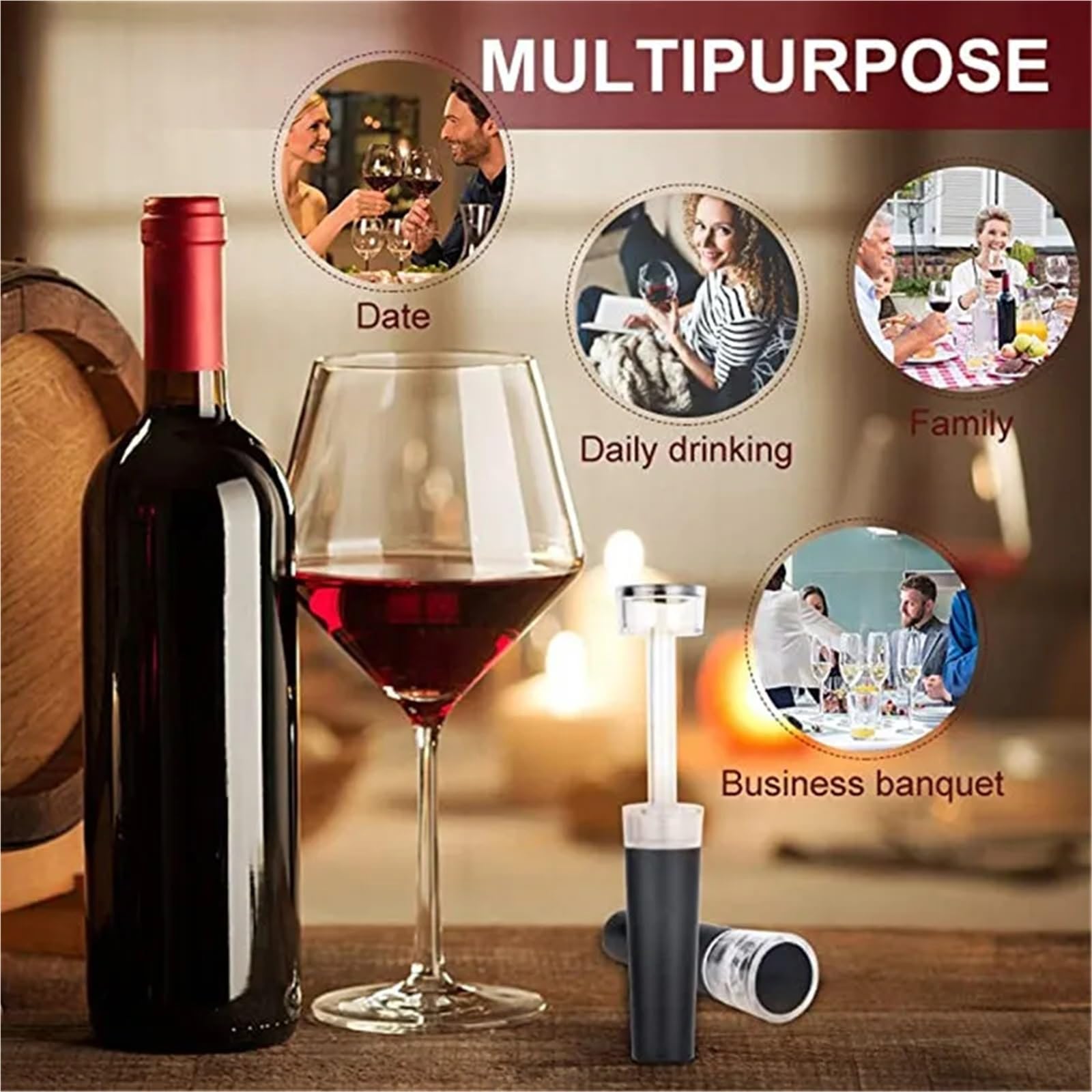 Bouchons à vin 20 pièces bouchons de bouteille en Silicone avec pompe d'économie sous vide intégrée bouchon sécurité alimentaire for garder le Champagne frais