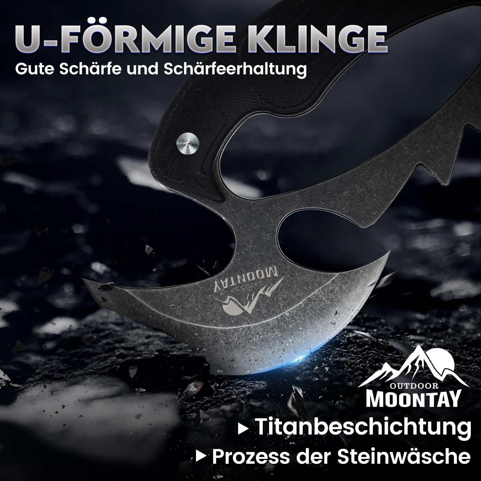 Moontay Outdoor Messer Survival aus D2 Edelstahl Jagdmesser Feststehende Klinge Jagdmesser mit Full Tang G10 Griff Scharf Survival Messer für Wandern Bushcraft Camping Geschenk für Männer