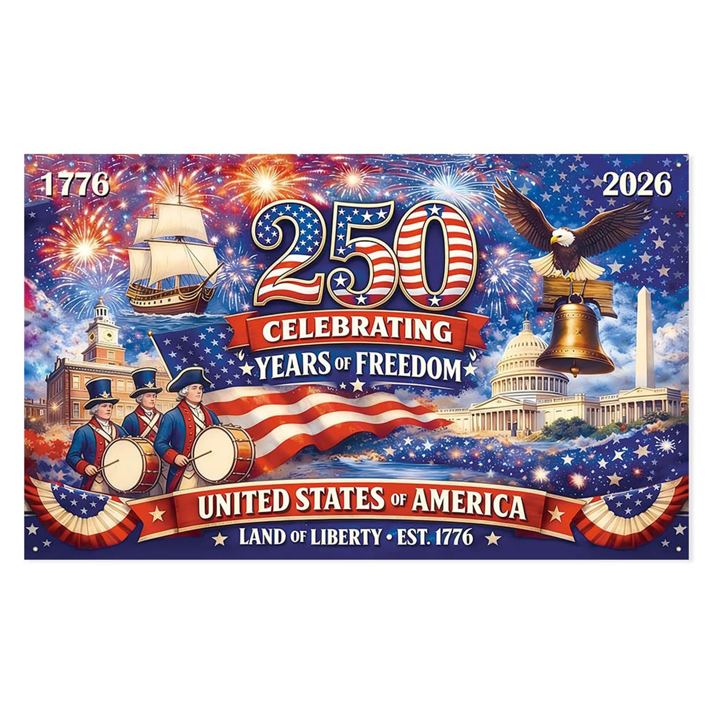 ZEPFJHE Foldable Fabric Backdrop Background Banners Decoration Wall Hanging for Parades Picnics and Community Celebration Historic Nationalistic Standard