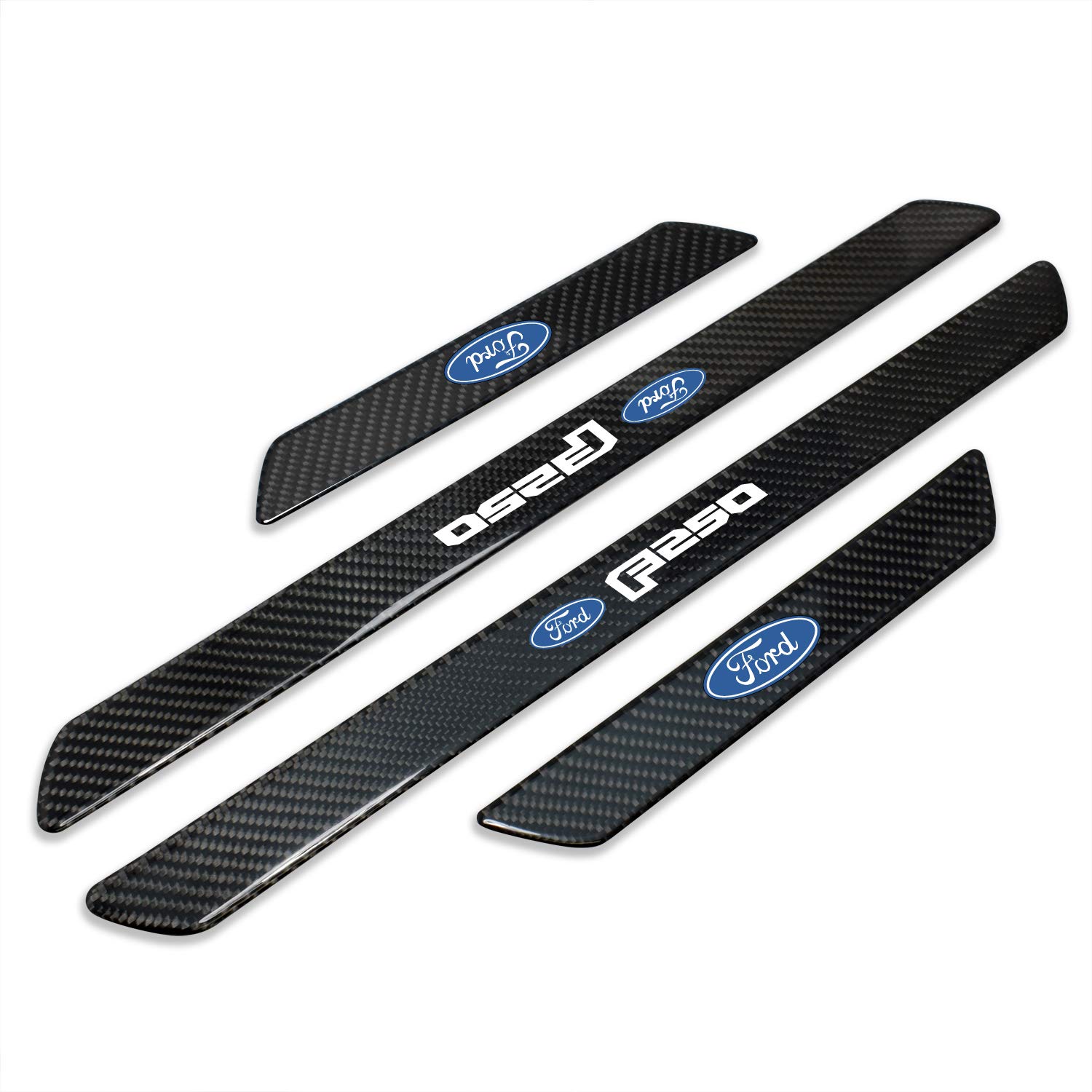 iPick Image for Ford F-250 Black Real Carbon Fiber 4 Pcs Universal Door Sill Step Protector Guard Decal Plates Guard Plate