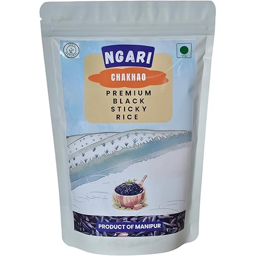 Chakhao Aromatic Black Rice Premium, Black Sticky Rice from Manipur, Forbidden rice (450, Black Rice)