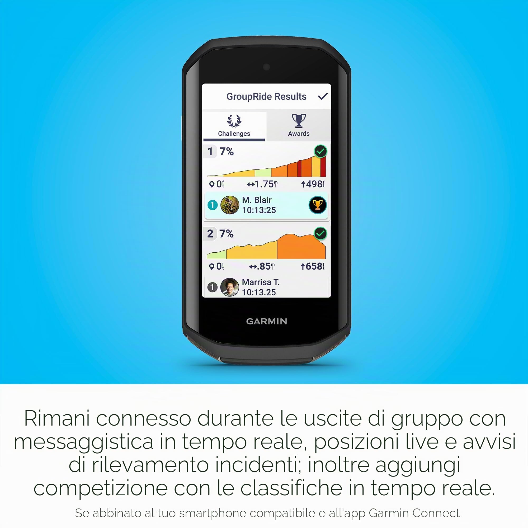 Garmin Edge 1050® - Computer da ciclismo di alta qualità, touch screen dai colori vivaci, altoparlante integrato, funzioni avanzate di allenamento e guida di gruppo, avvisi di pericolo stradale