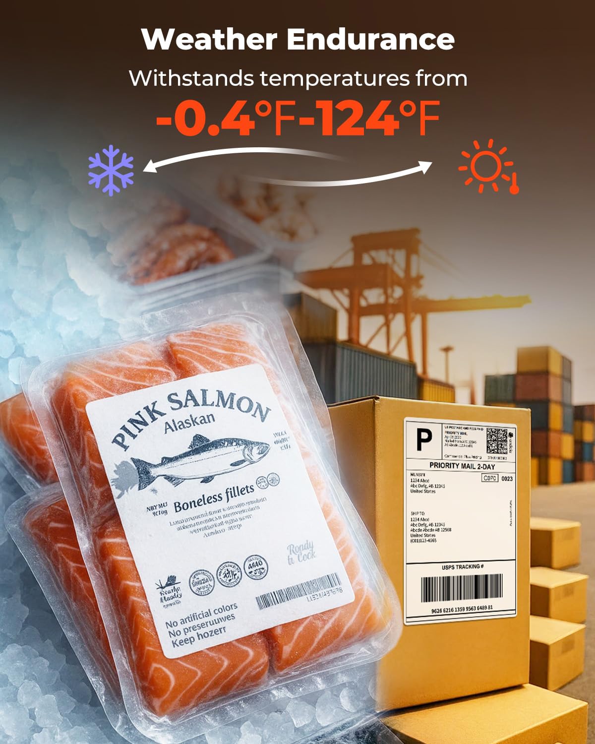 MUNBYN Etiketten Fünf widerstandsfähige Thermoetiketten 4×6 DHL Versandaufkleber 380 Etiketten/Stapel 10.2cm x 15.2cm Hoher Definition Thermoetiketten Selbstklebende für Labeldrucker 4XL