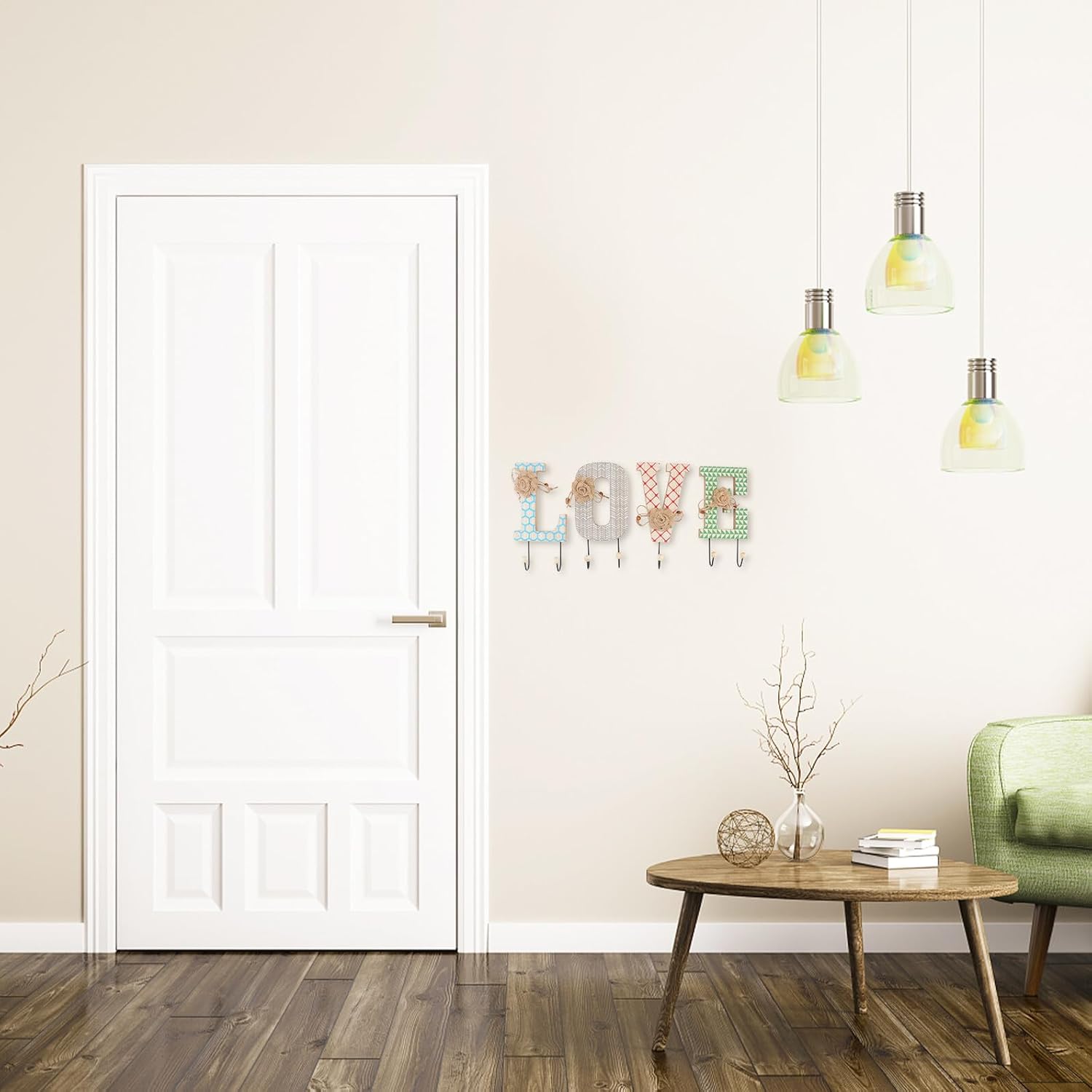 4pcs Creative Wall-Mounted Hangers Letter Hooks Vintage Style Coat and Key Organizer Hooks for Entryway and Living Room Sturdy Decorative