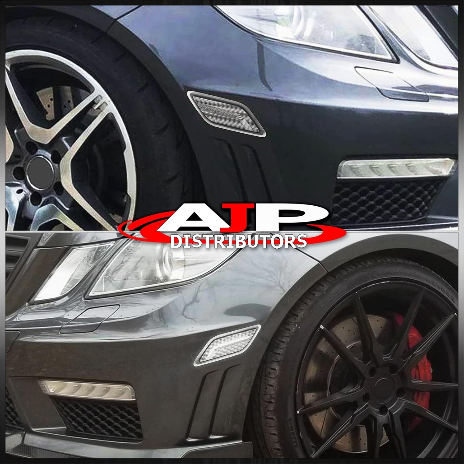 AJP Distributors Clear Lens White LED Front Bumper Side Marker Lights Lamps Reflectors Pair Compatible/Replacement For Mercedes-Benz E300 E350 E550 E63 AMG W212 E-Class 2010 2011 2012 2013 10 11 12 13