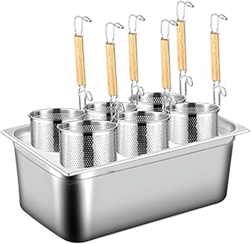 Pasta Pots Pasta Cooker, 2/4/6 Holes Pasta Pot with Strainer Insert, Stainless Steel Square Soup Pot with Lid for Noodle Vegetable Dumpling, Commercial Cooking Pot Set for Gas Stoves Induc