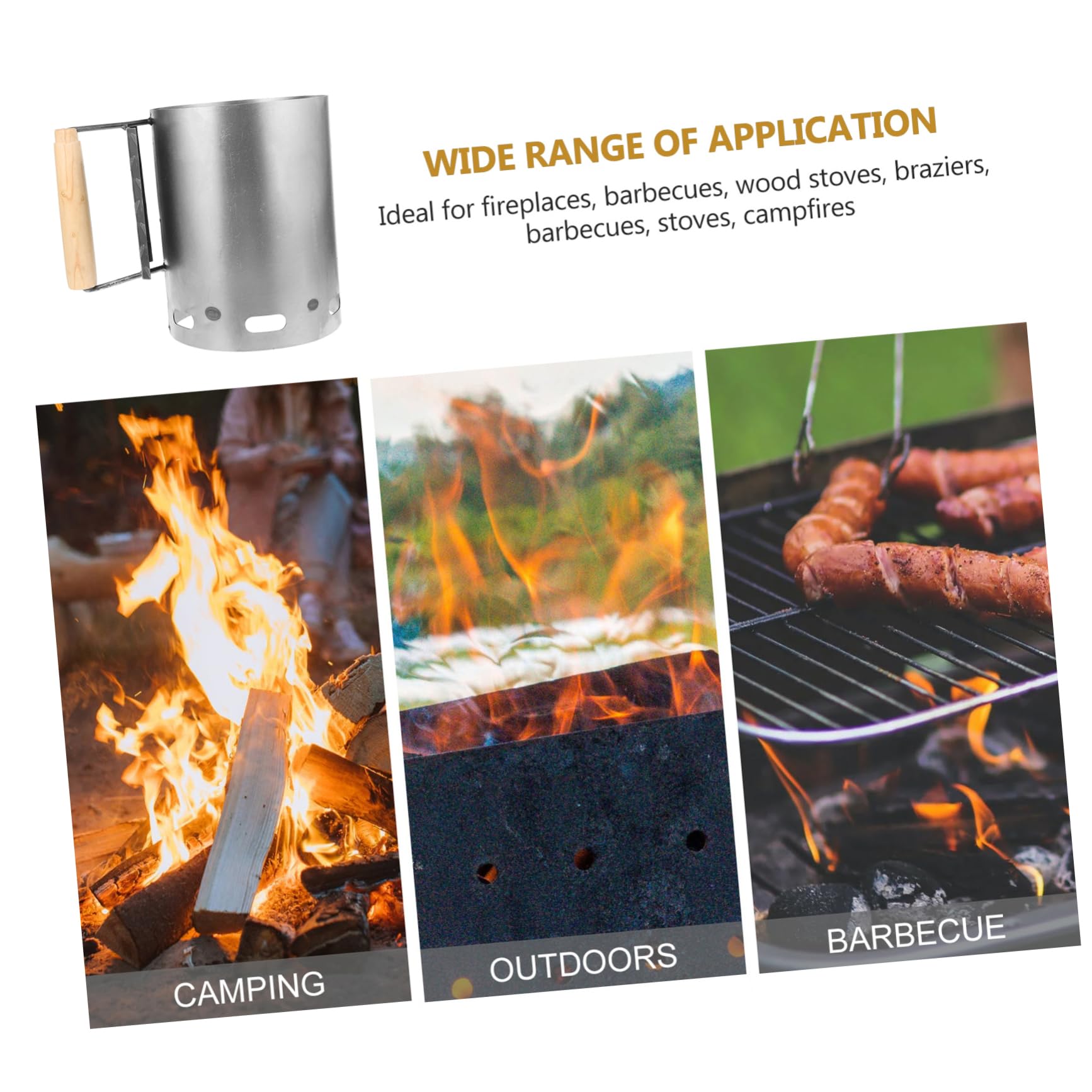 Accenditore per Barbecue Ciminiera Ricaricabile e con Manico Isolato e Design Barile per Carbonella e Grigliate all Aperto