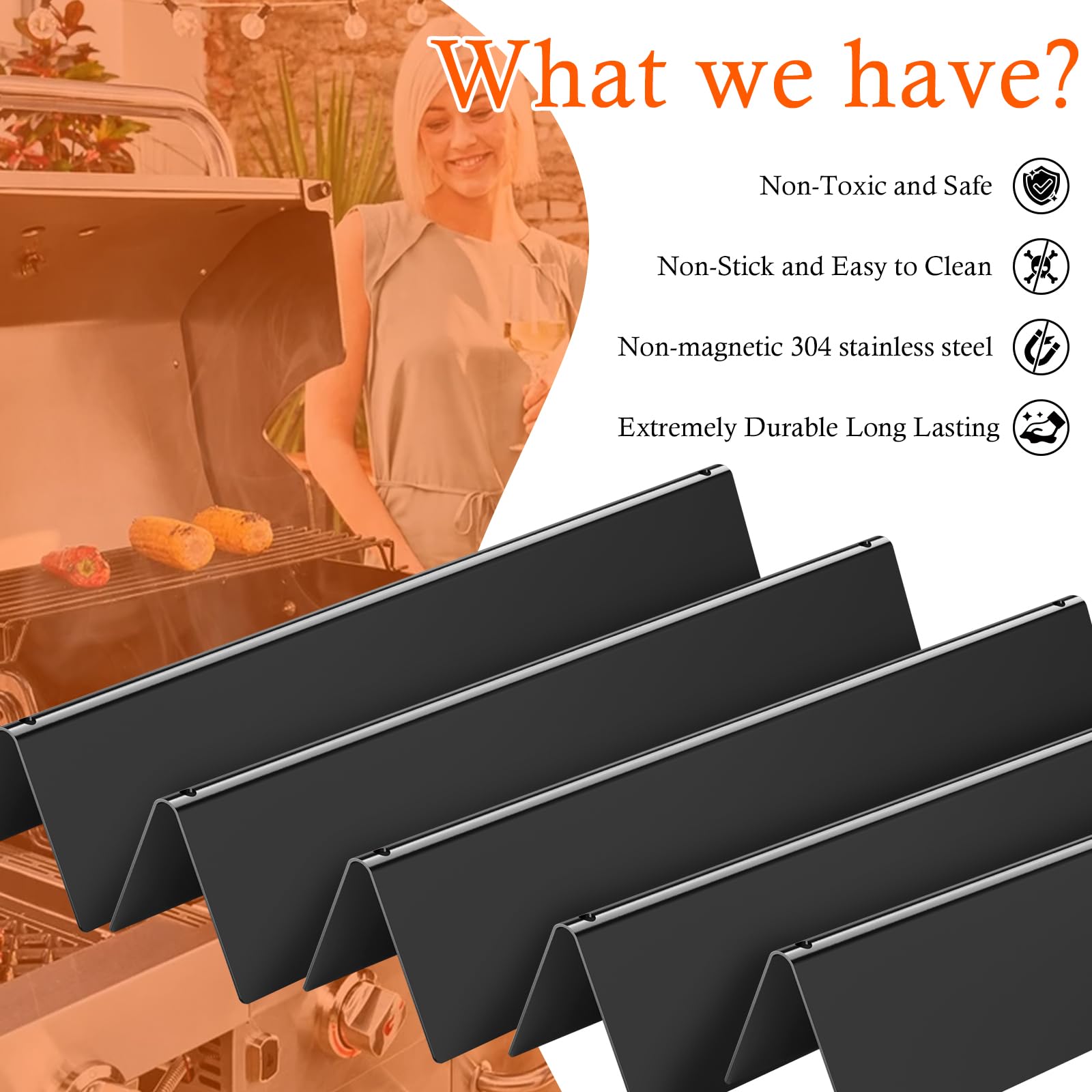 Barre Aromatizzanti Per Weber Spirit 300 Series - 5 Pezzi In Acciaio Smaltato, 38.86cm