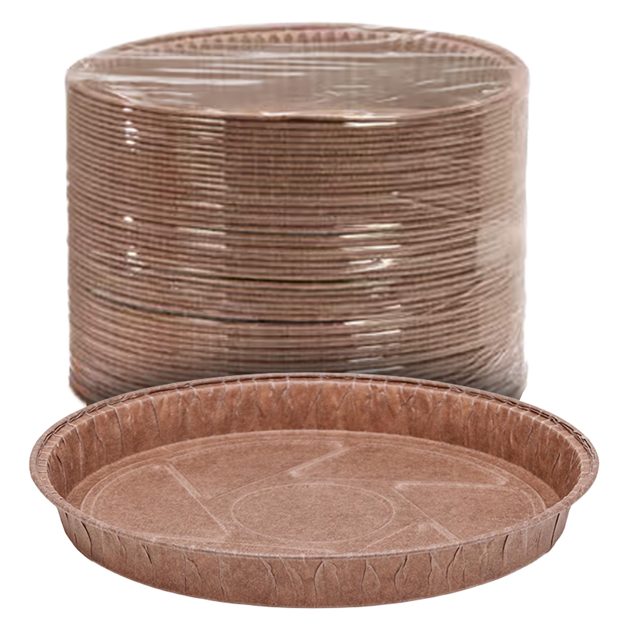 Lot de 50 moules à tarte ronds en papier jetables de 10,2 cm avec revêtement en silicone pour tartes sucrées et salées, tarte, quiche et gâteau, marron